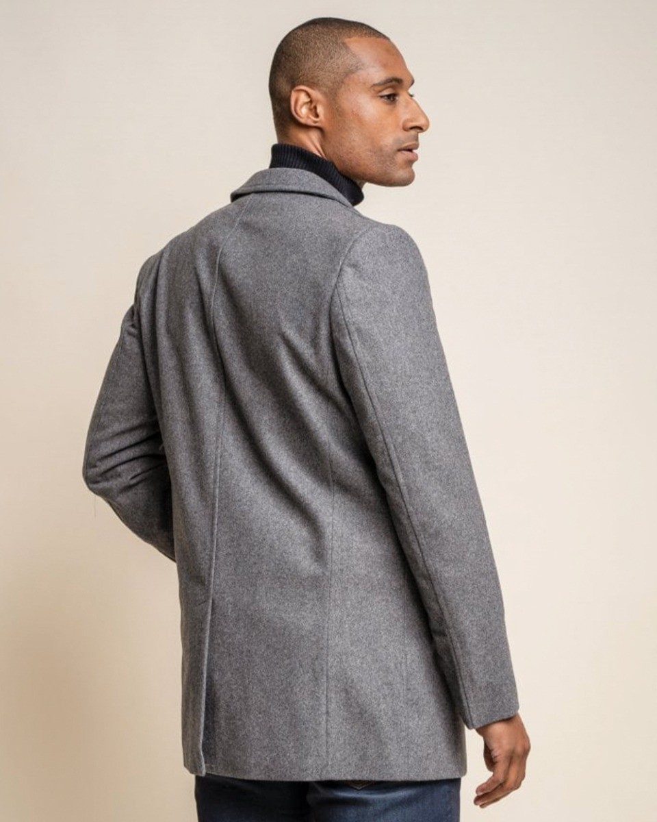 Men's Wool Blend Mid-length Coat - NELSON - Stale Grey