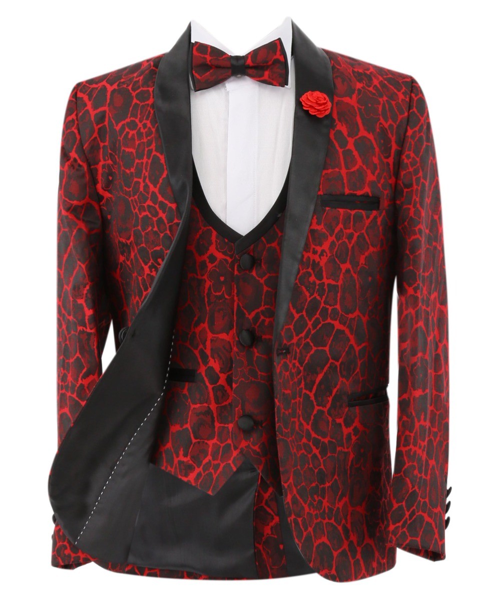 Mens red and on sale black wedding suits