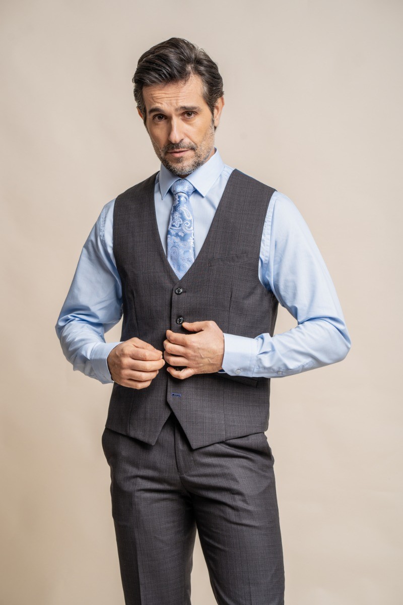 Men's Slim Fit Formal Waistcoat - SEEBA Graphite