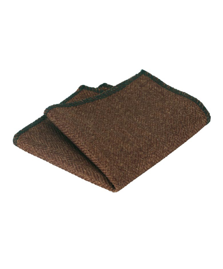 Men's & Boys Herringbone Tweed Pocket Handkerchief - Brown