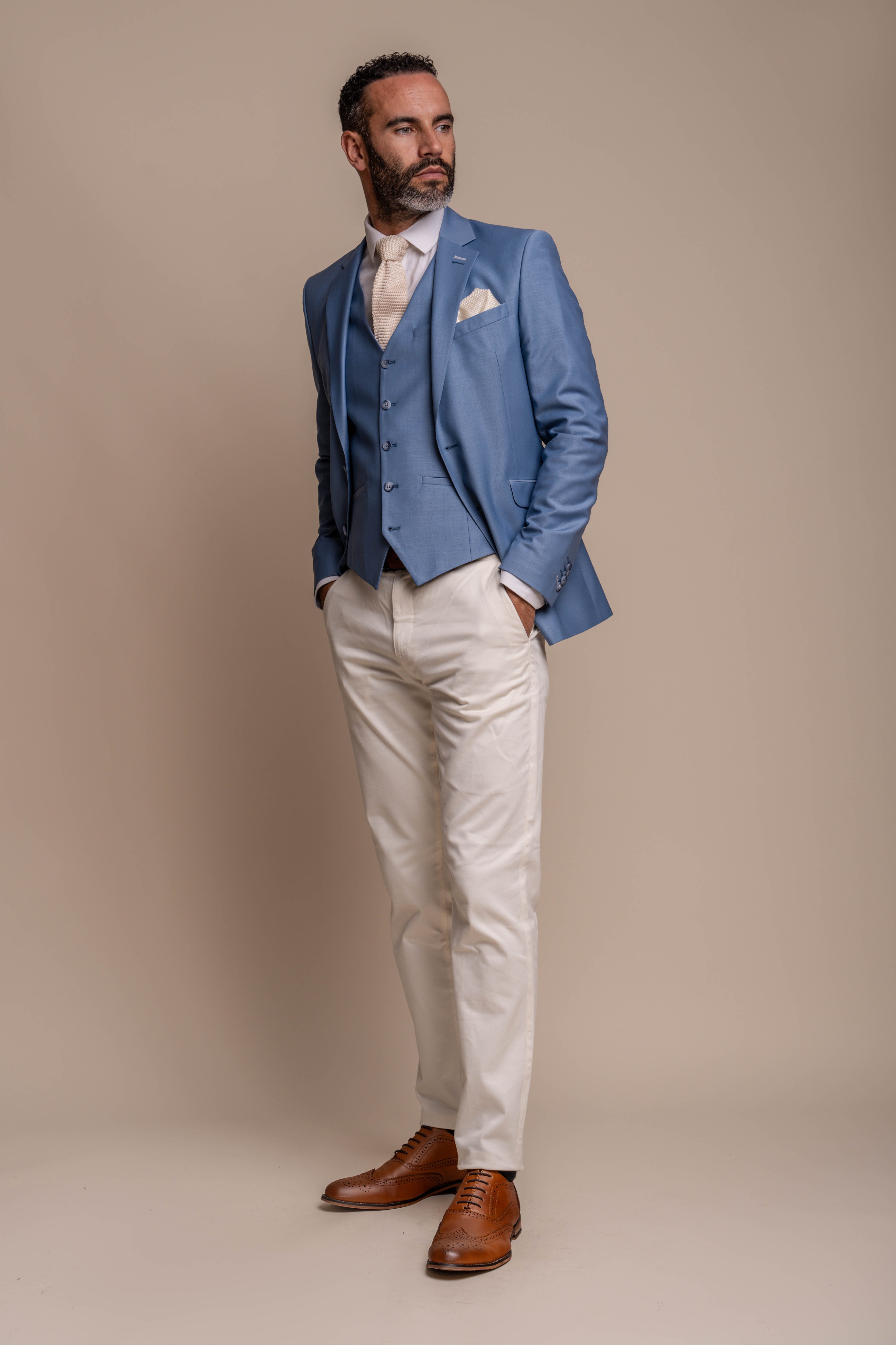 Men's Bond Ocean Suit with Cream Ecru Chinos - Combined Set 