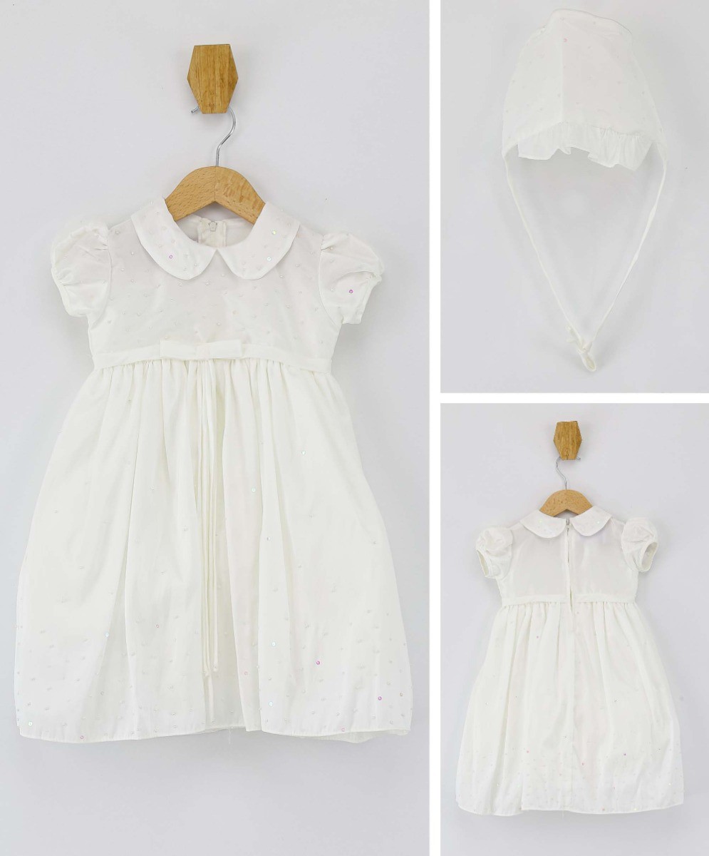 Baby Girls Christening 2 Piece Smocked Dress Gown - White