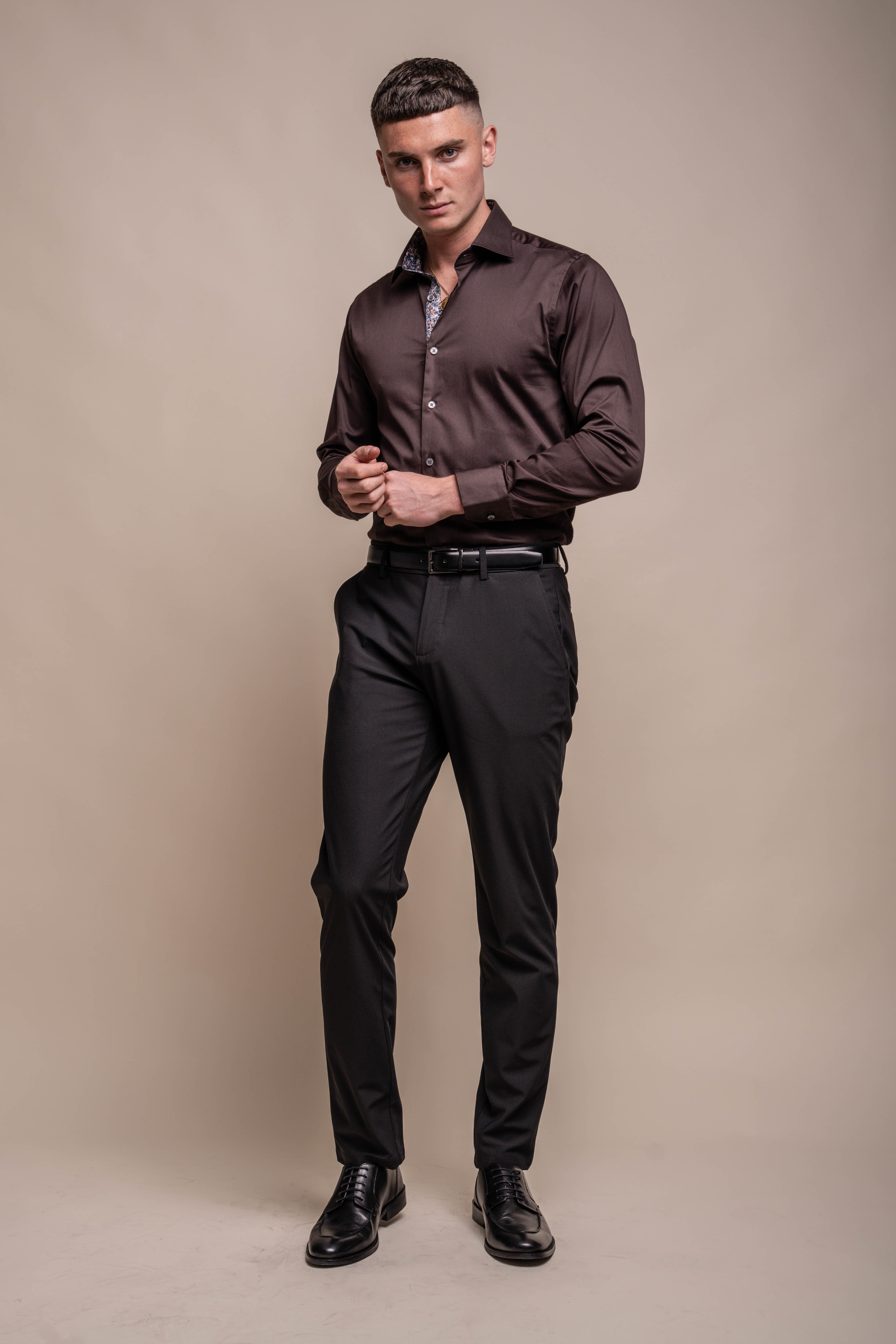 Men's Slim Fit Cotton Shirt - BLADE - Brown