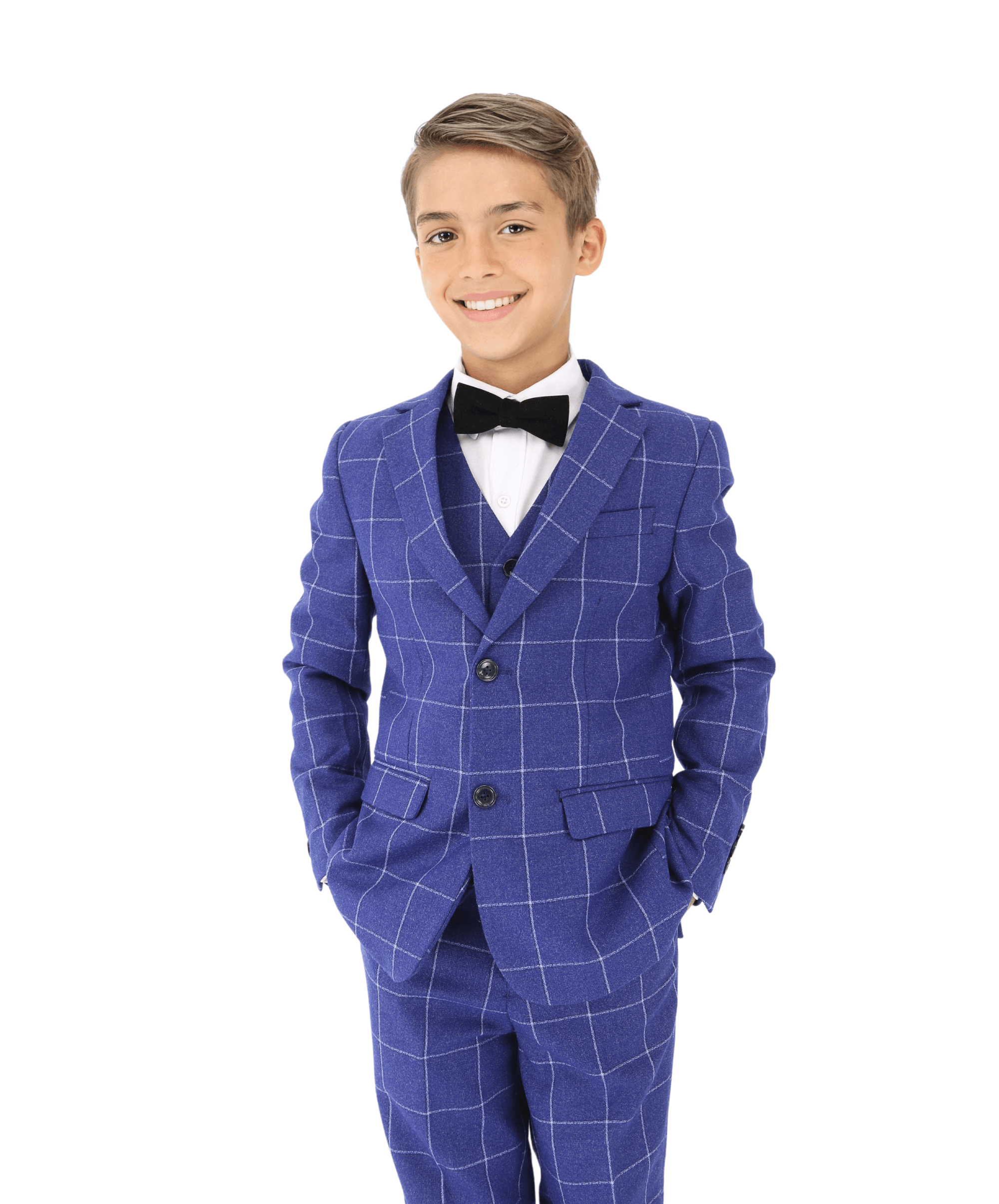 Boys Blue Formal Checkered Suit