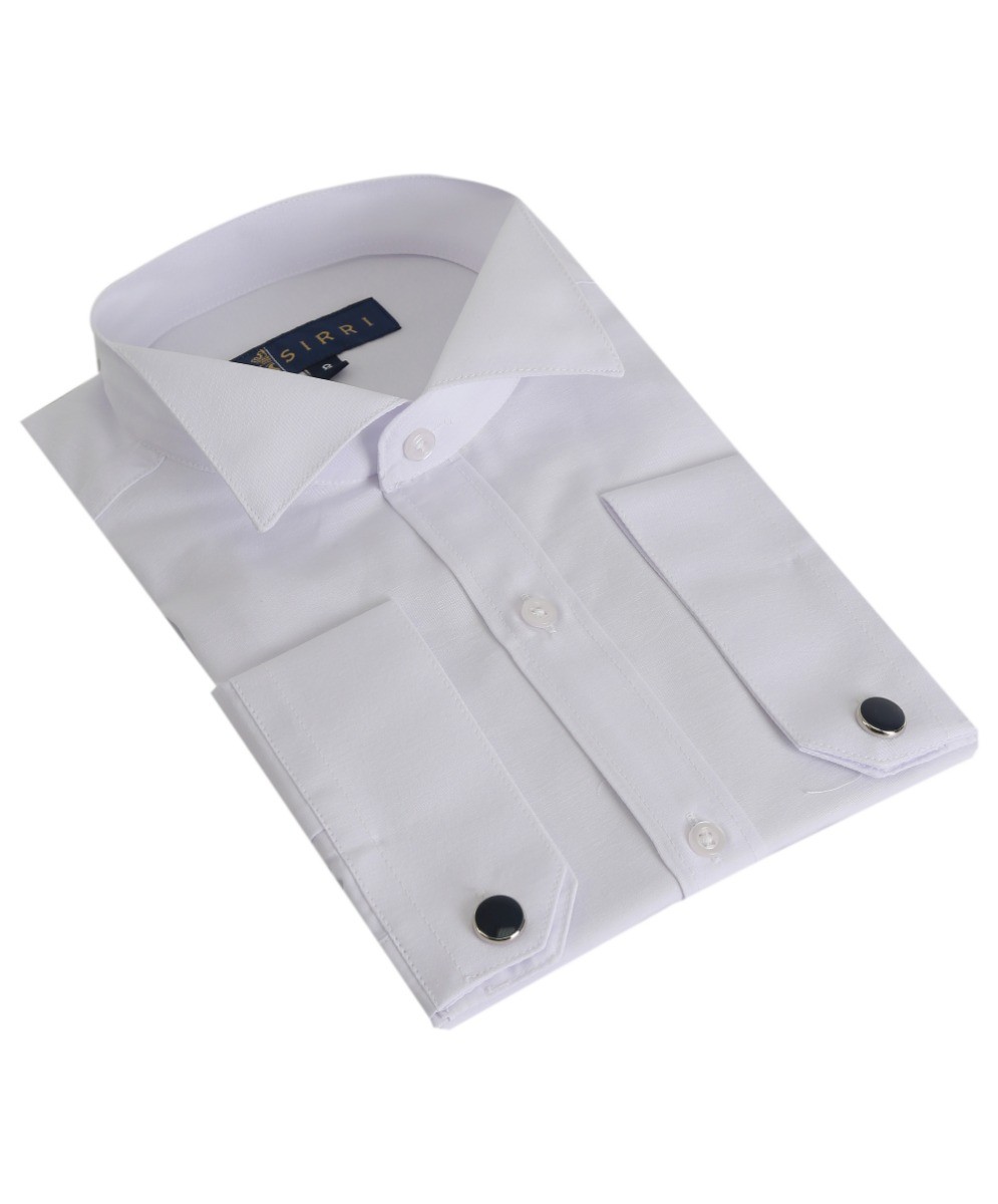 Boys Wing Collar Tuxedo Cufflink White Shirt