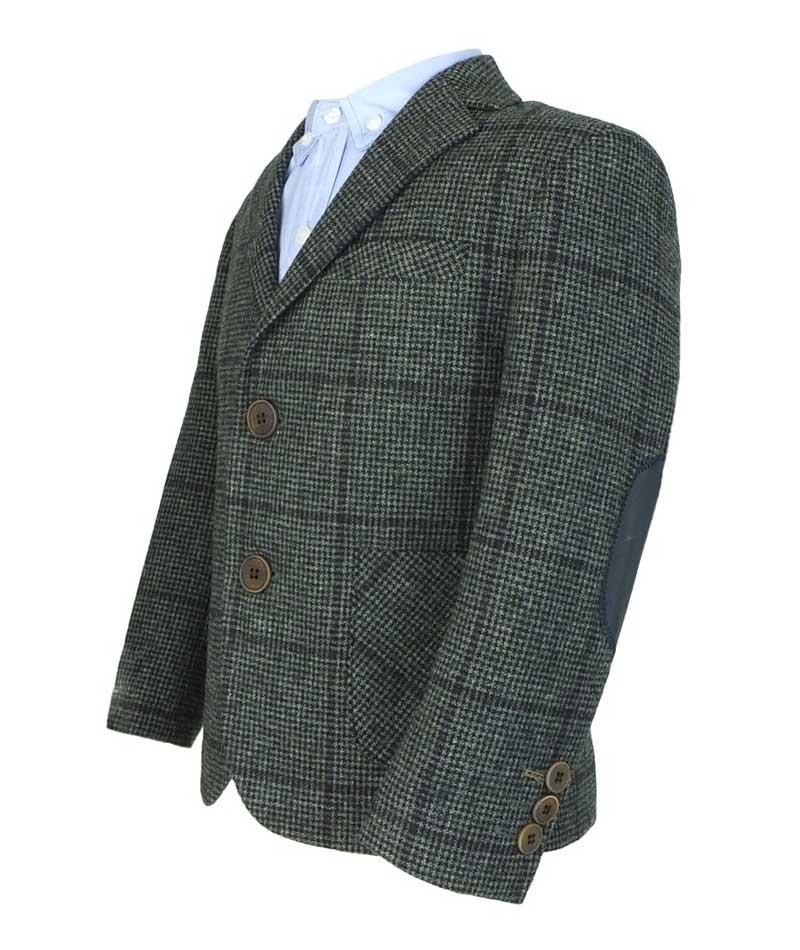 Boys Herringbone Windowpane Wool Suit