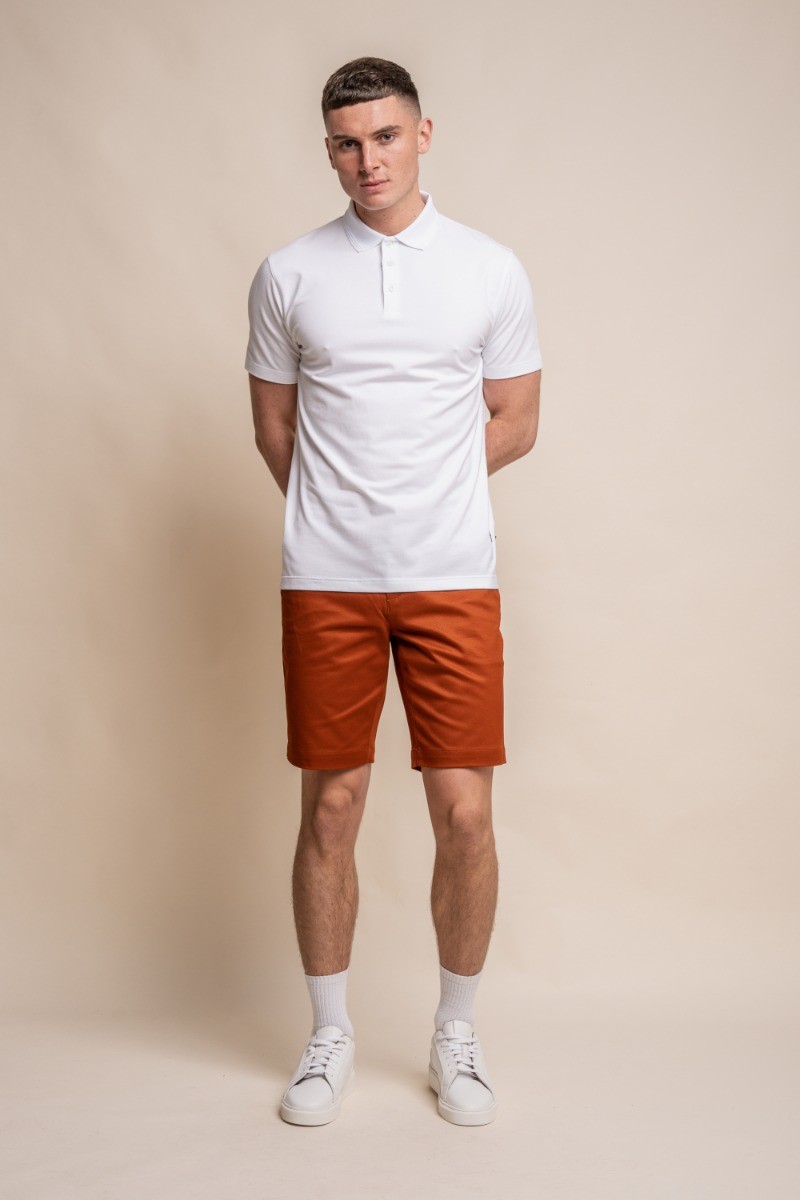 Men's Cotton Casual Slim Fit Chino Shorts - DAKOTA - Rust Brick