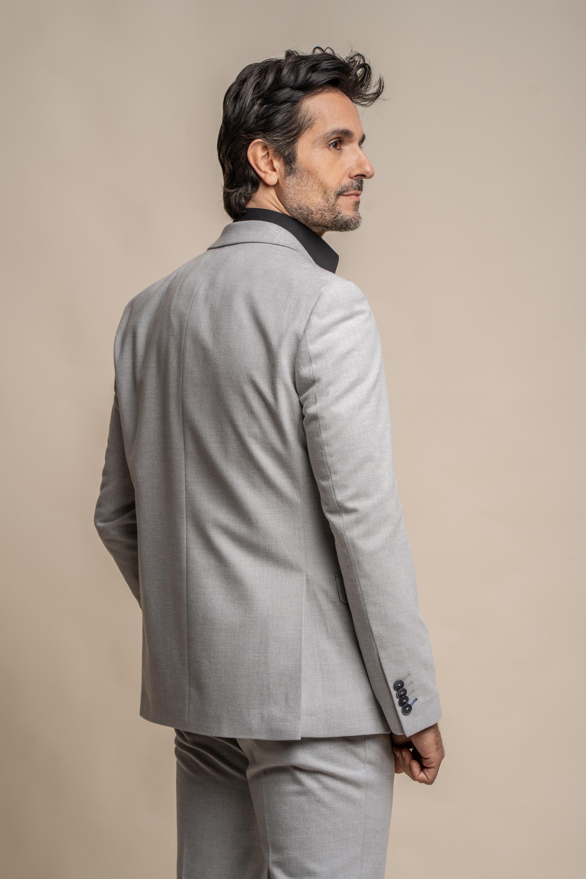   Men's Tweed Slim Fit Formal Suit Jacket - FURIOUS Ivory