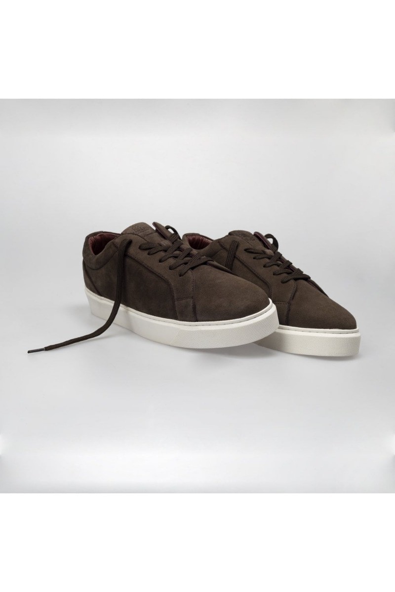 Men's Thick Rubber Sole Lace Up Sneakers - Coffee Brown