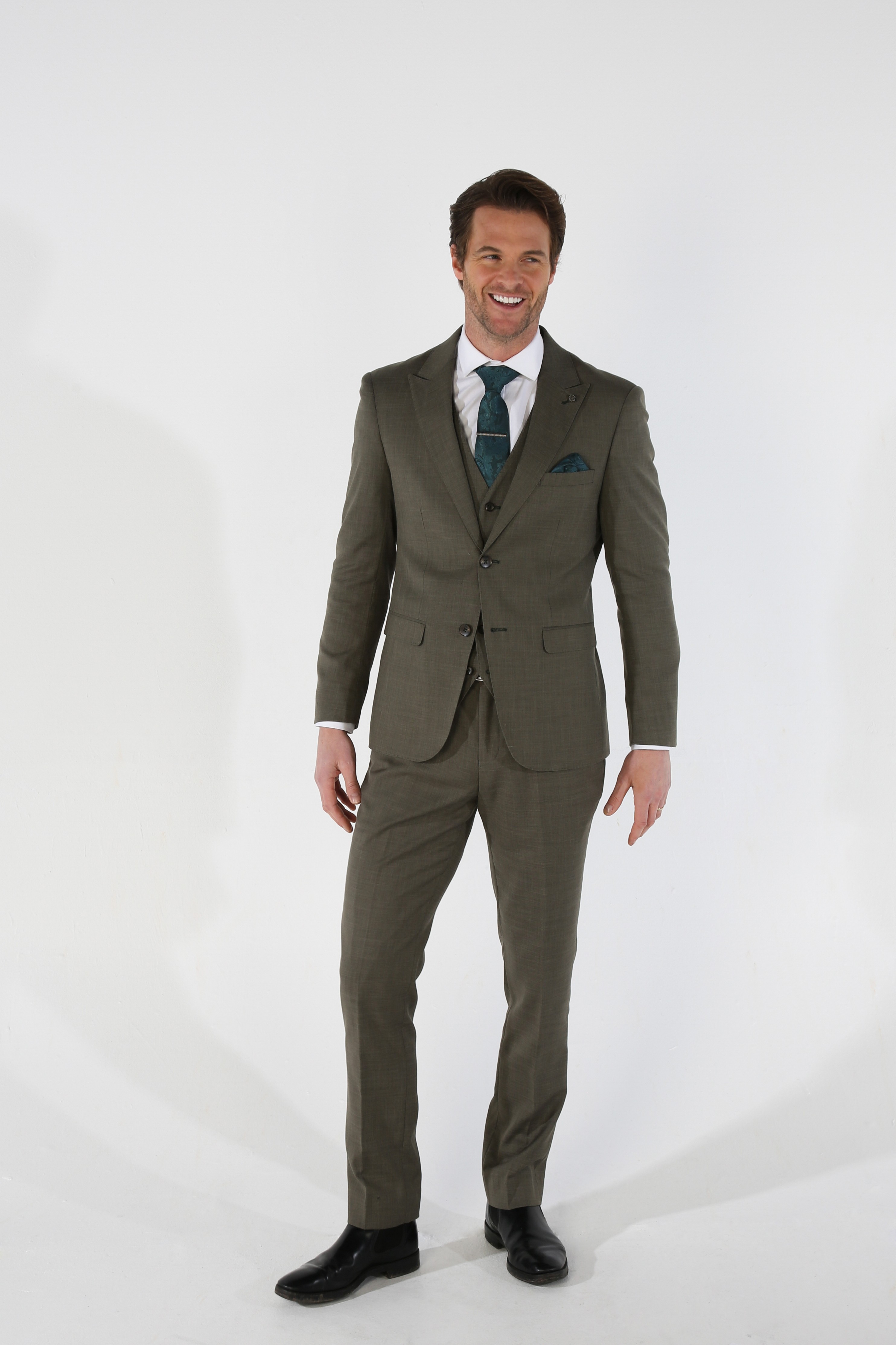 Men's Tailored Fit Plaid Suit Jacket - KURT - Sage Green