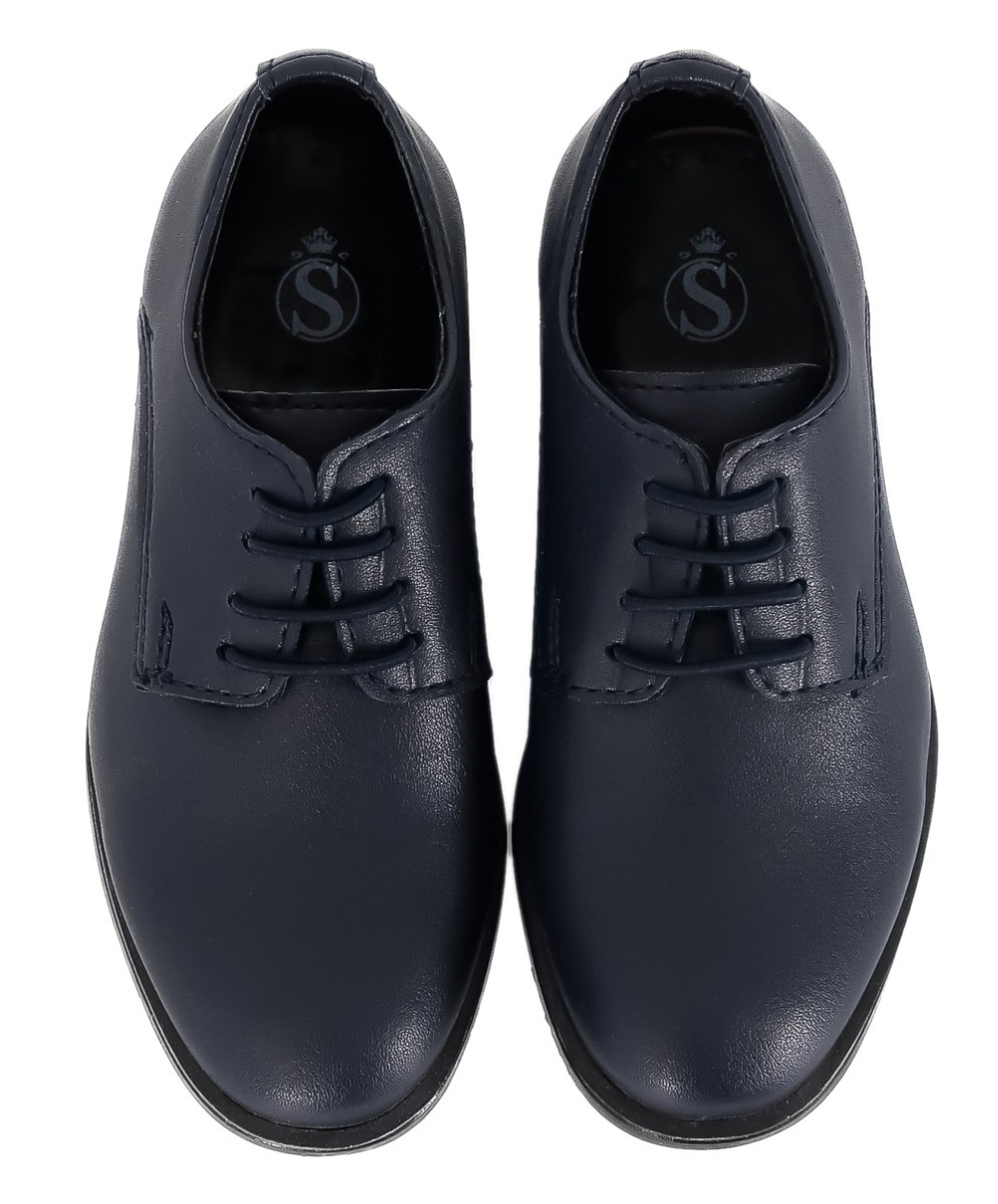 Boys Derby Mat Lace Up Formal Navy Blue Shoes - Atlanta