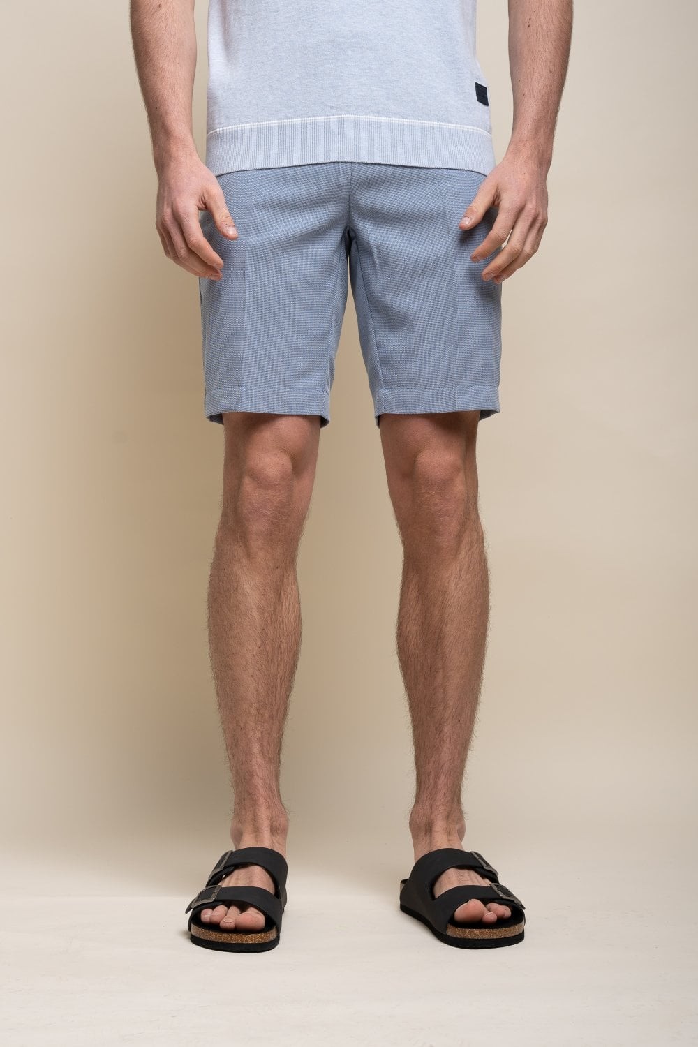 Men's Mid Rise Slim Fit Shorts- MIAMI - Sky Blue