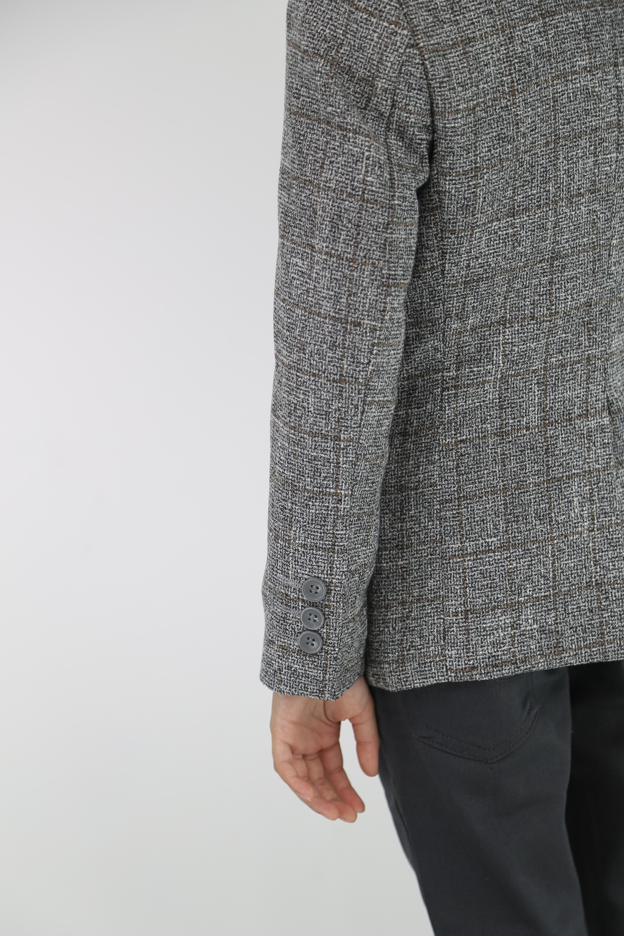 Boys Cotton Blend Tweed Like Check Blazer