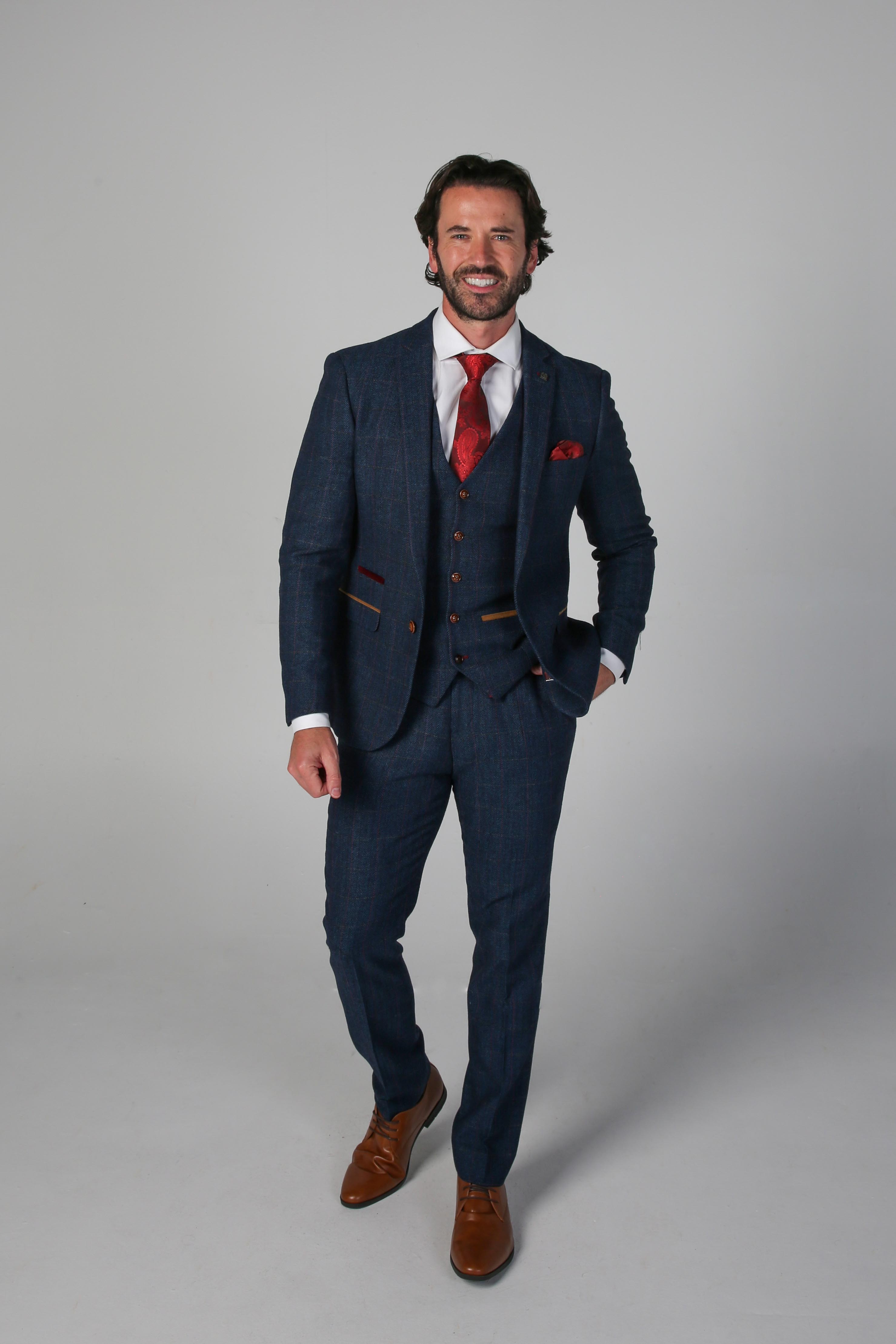 Men's Tweed Herringbone Tailored Fit Suit - SCOTT