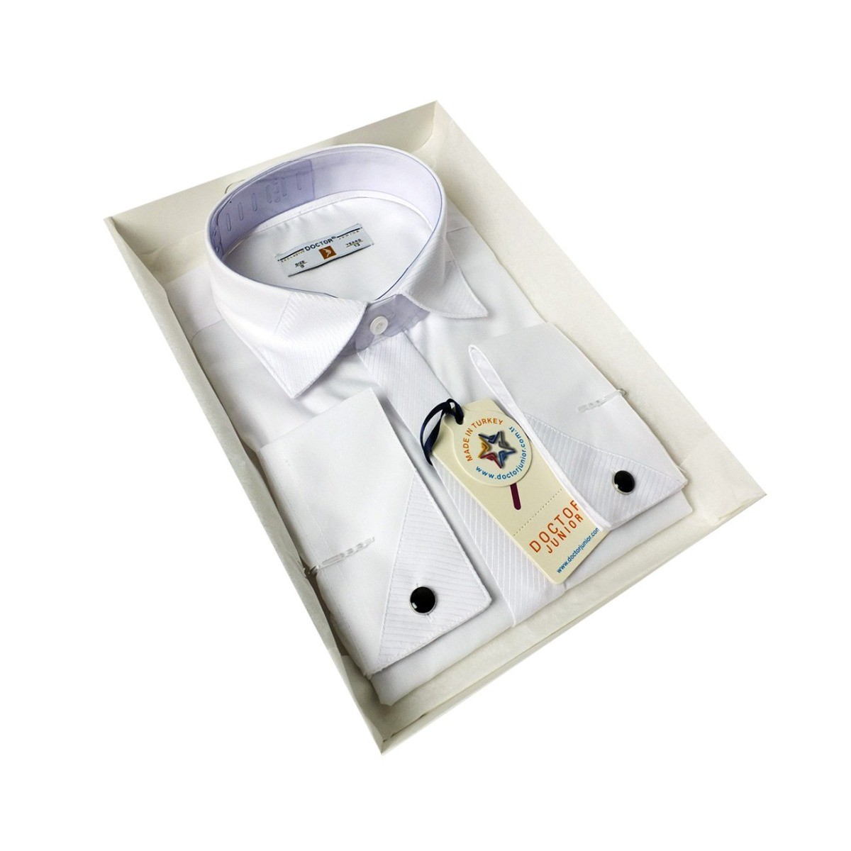 Boys Classic Collar Cufflink Shirt - White