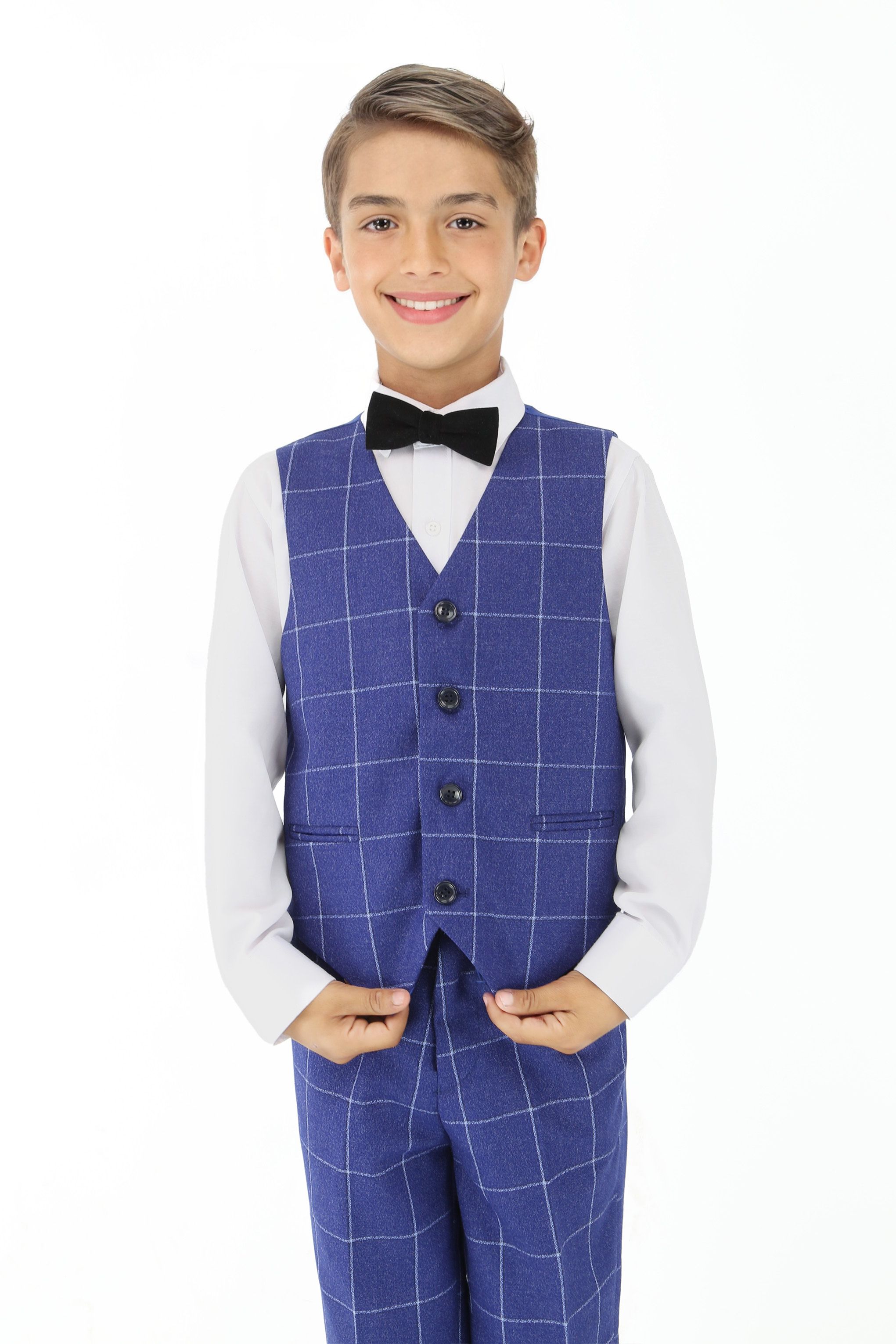 Boys Blue Formal Checkered Suit