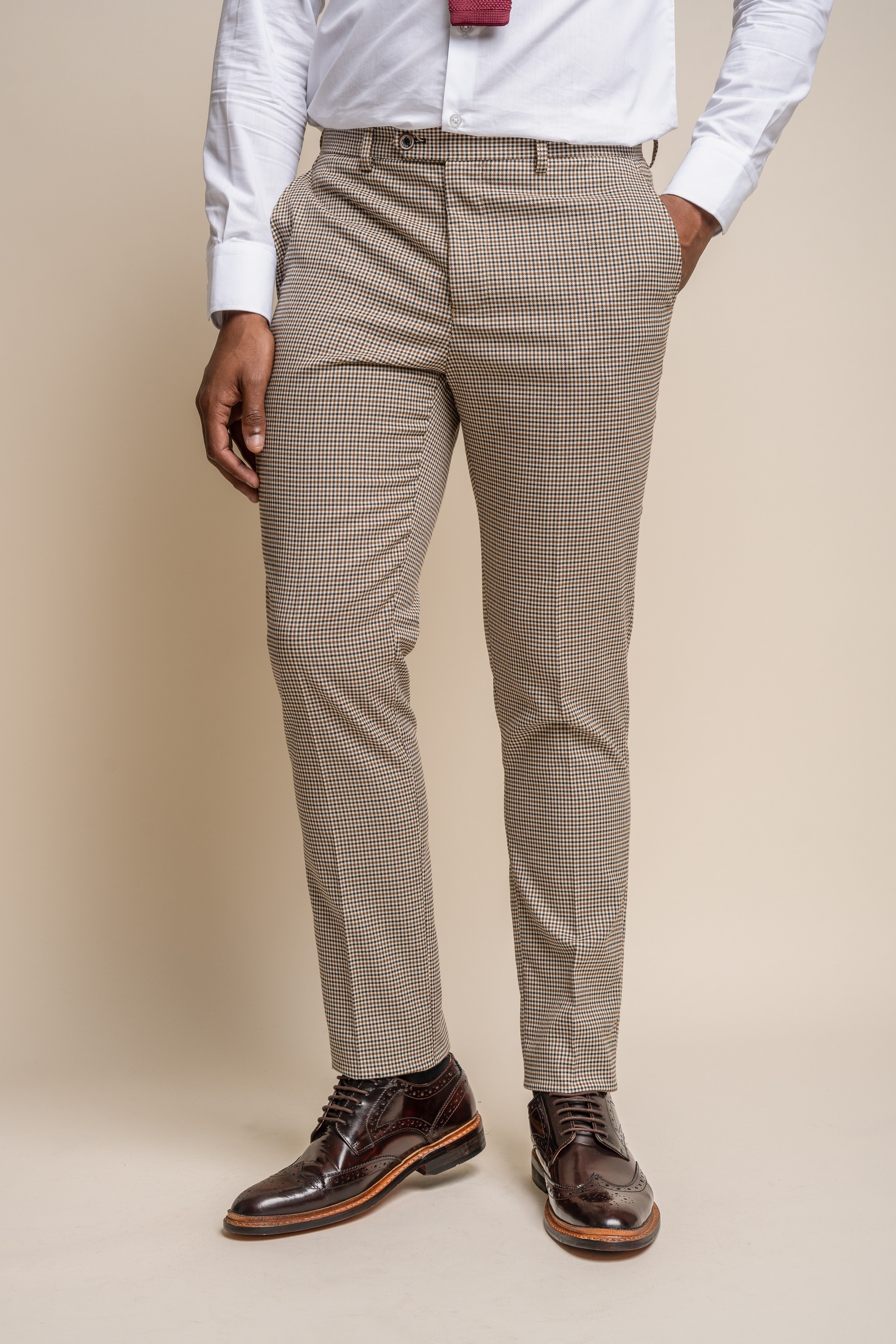 Men's Houndstooth Check Skinny Fit Trousers - ELWOOD