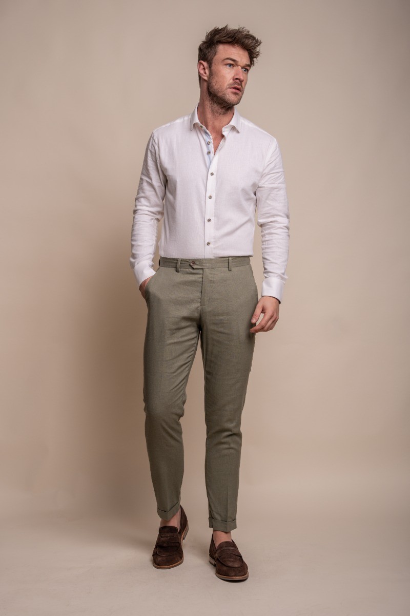 Men's Slim Fit Linen Jacket & Trousers Suit Set - ALVARI