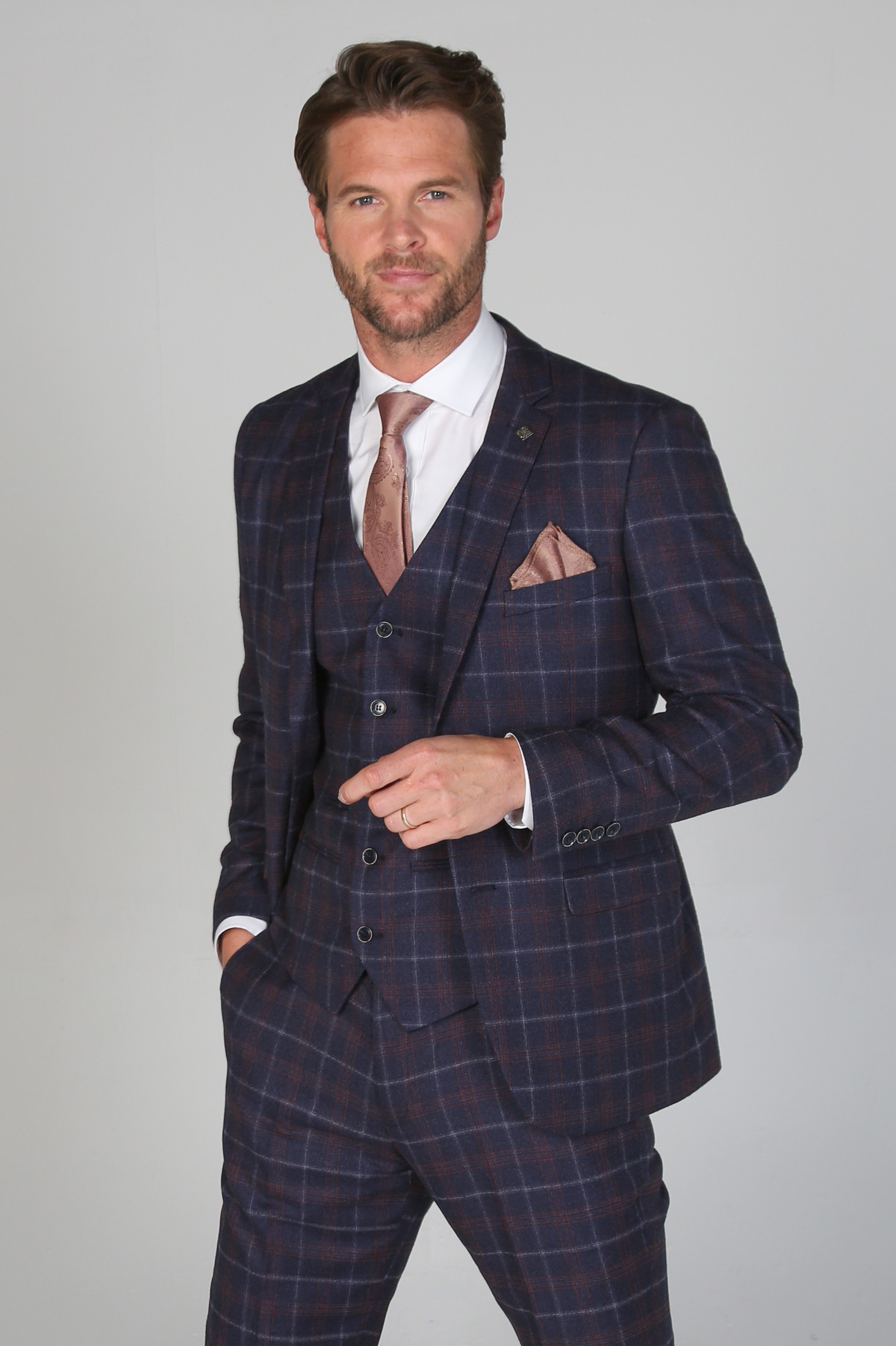 Men's Tailored Fit Retro Check Suit - KENNETH