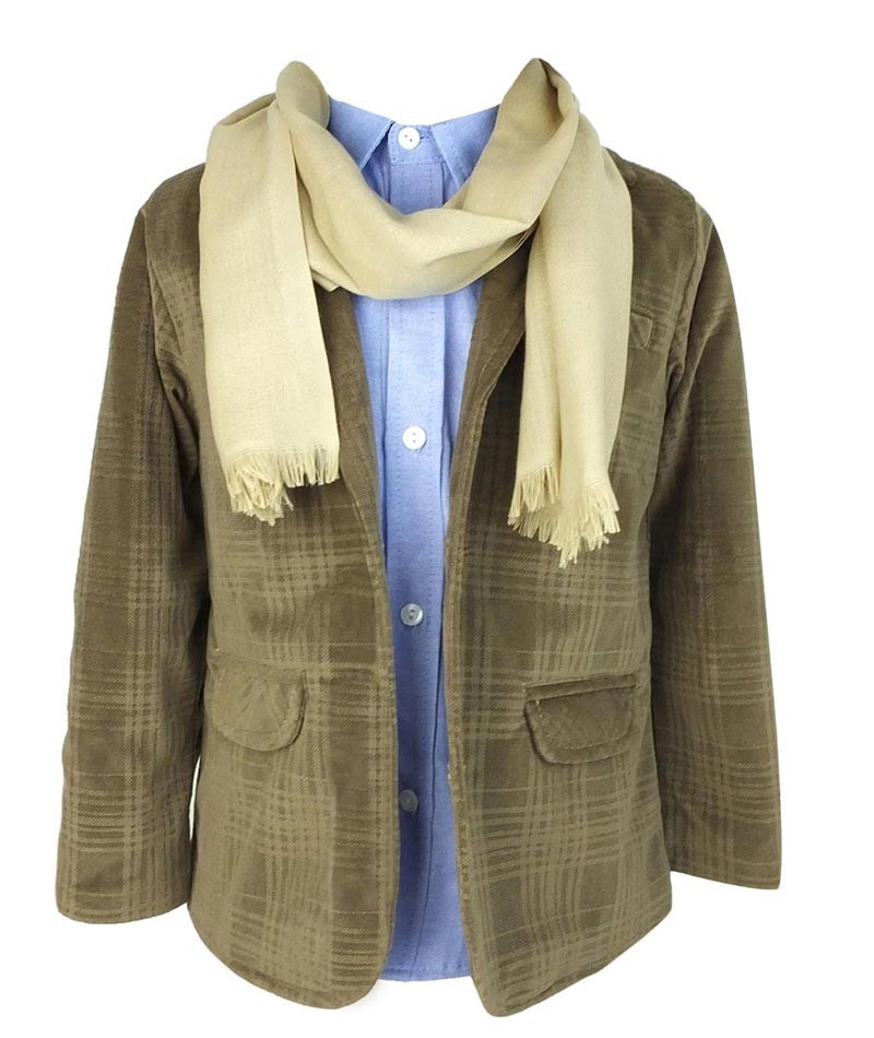 Boys Suede Like Camel Brown Blazer - Combined Set - Camel Brown