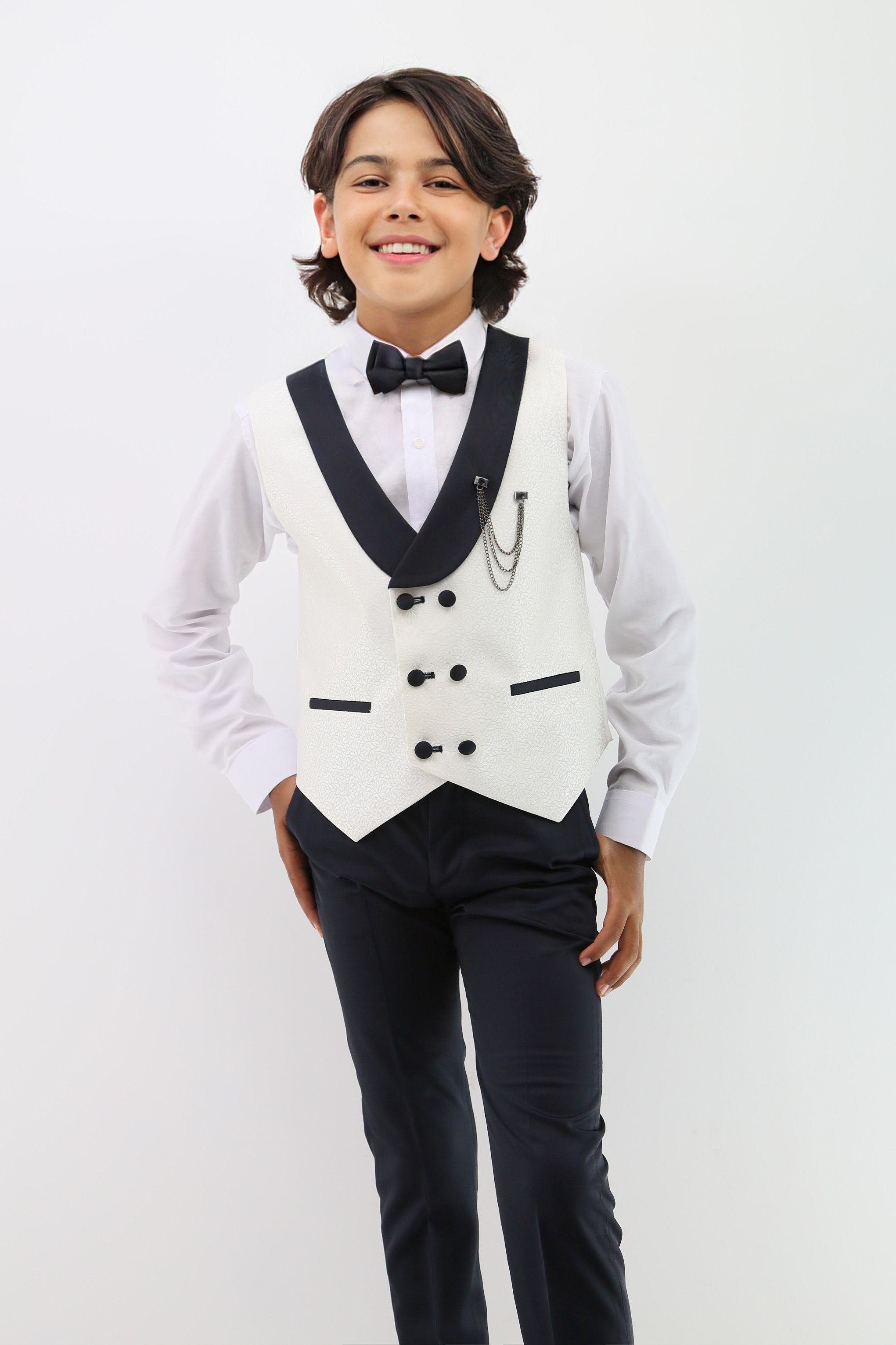 Baby & Boys Shawl Lapel Textured Waistcoat Suit Set  