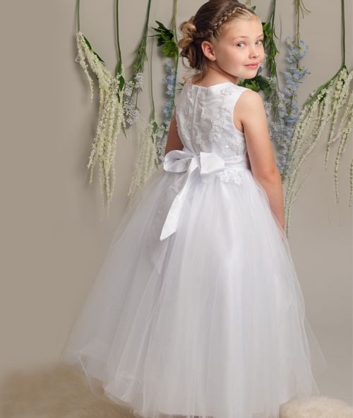 Girls Dress with Embroidery and Tulle Skirt - LYNN