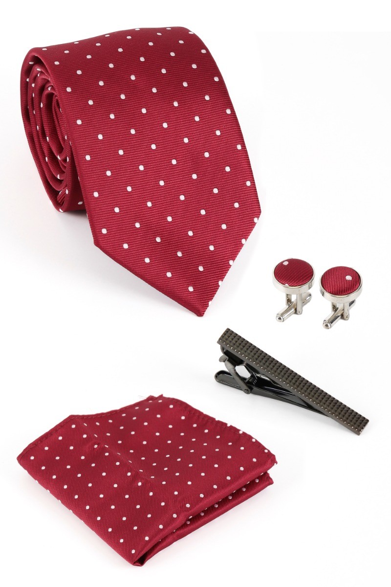 Men's Polka Dotted Tie Hanky & Cufflink Set