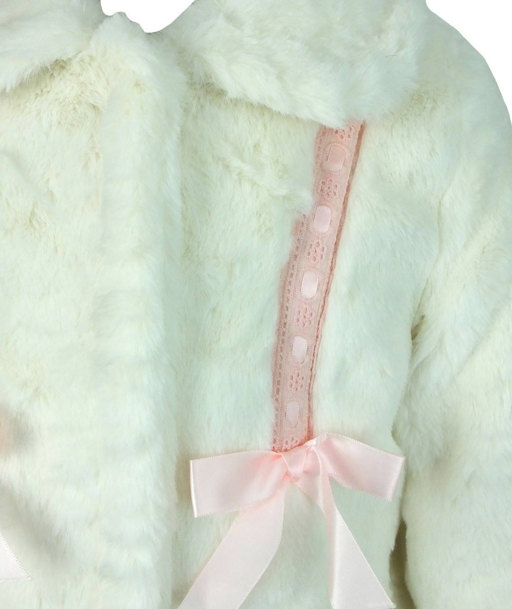 Baby Girls & Girls Fur Coat with Cossack Hat - Ivory