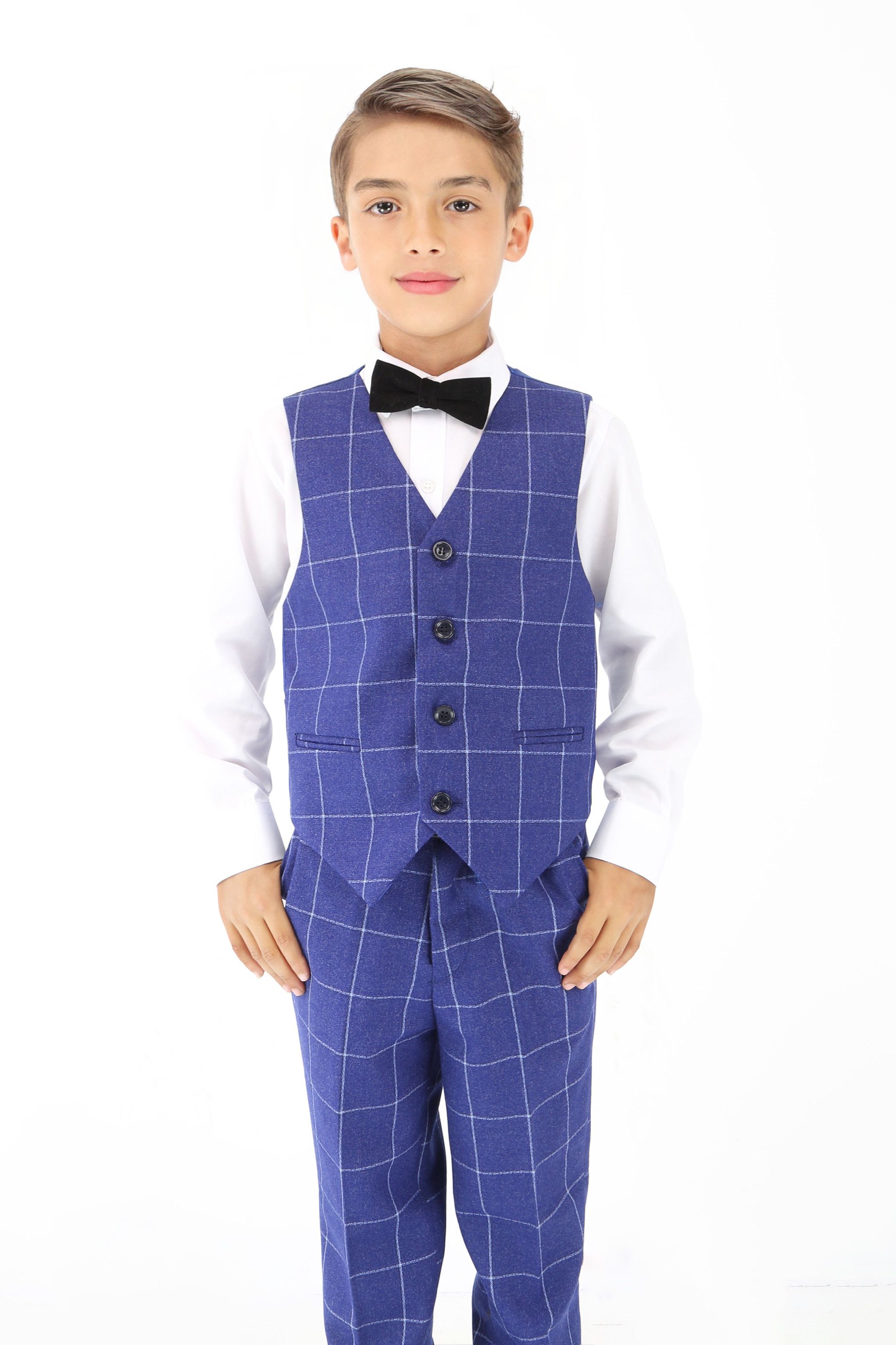 Boys Blue Formal Checkered Suit