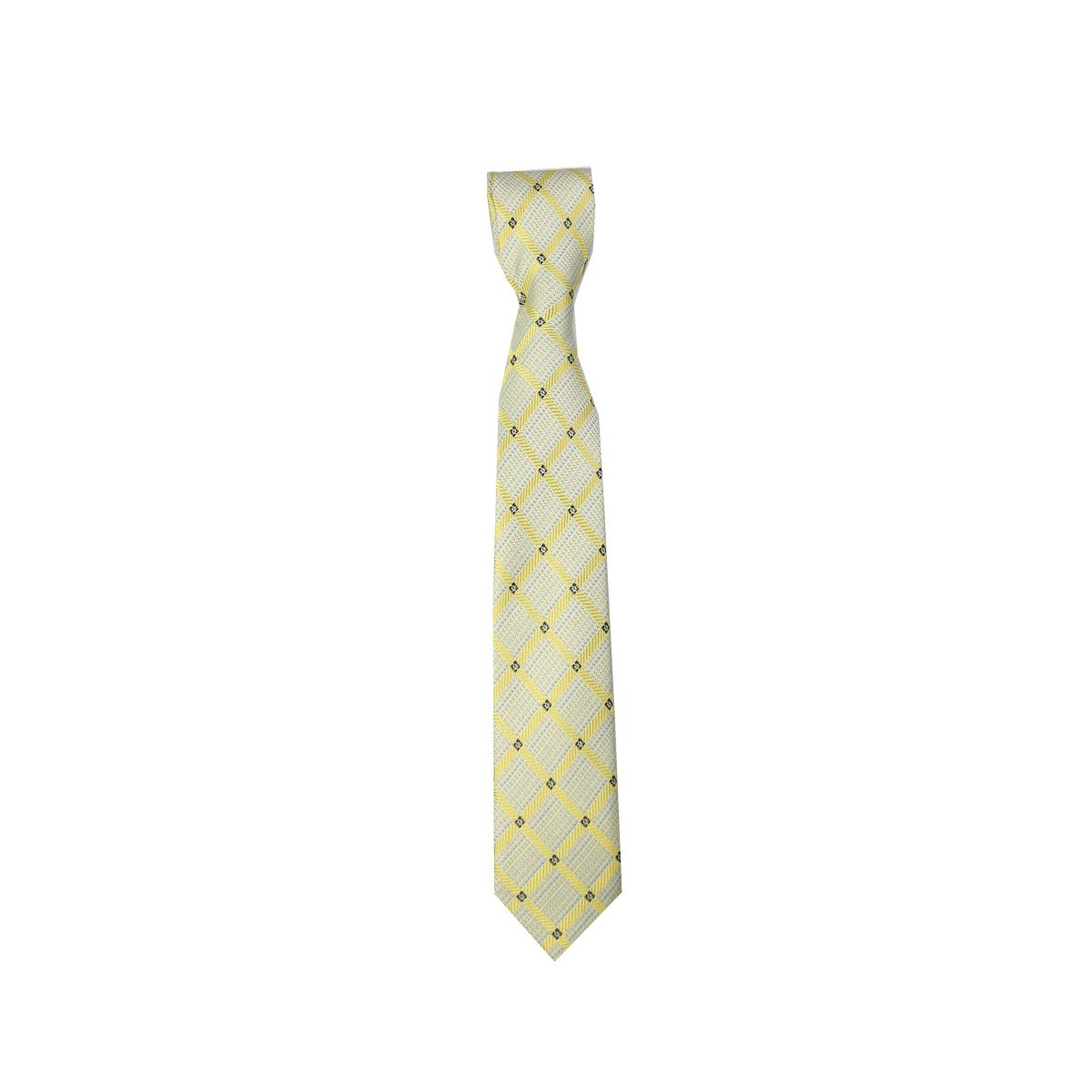 Boys Plaid Checkered Tie & Hankie Set - Cream and Gold