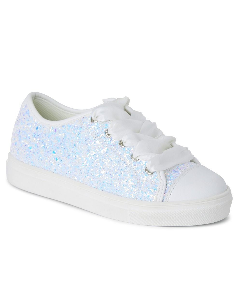 Girls' Glitter Sneakers with Satin Ribbon Laces – TRINITY - Multicolour