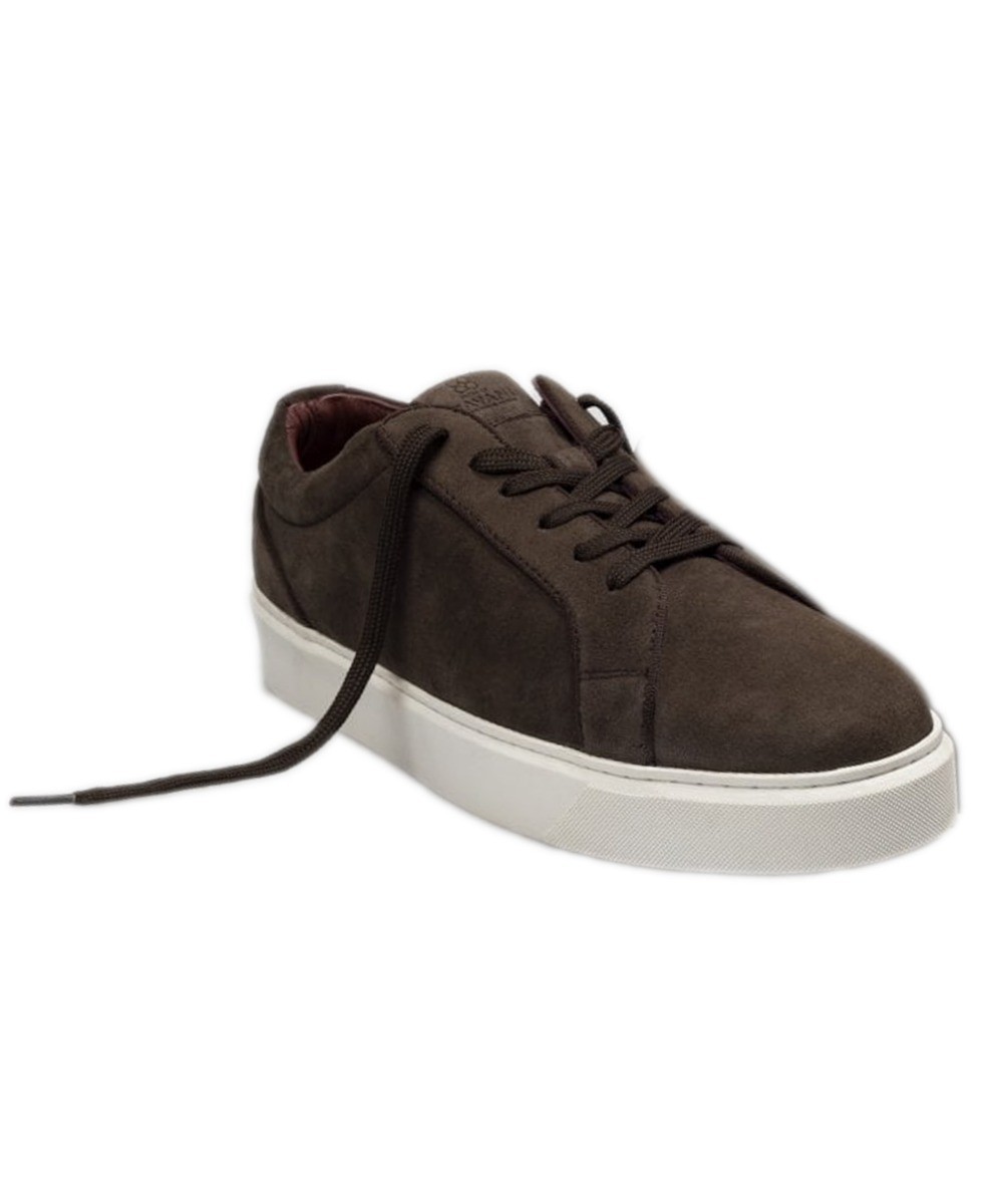 Men's Thick Rubber Sole Lace Up Sneakers - Coffee Brown