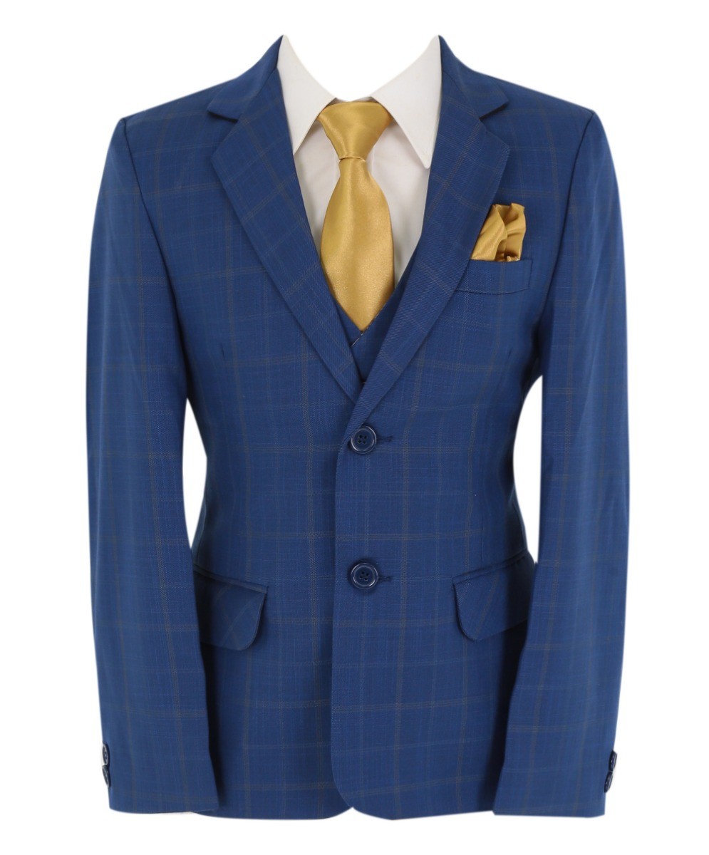 Boys Windowpane Check 6 Piece Suit Set