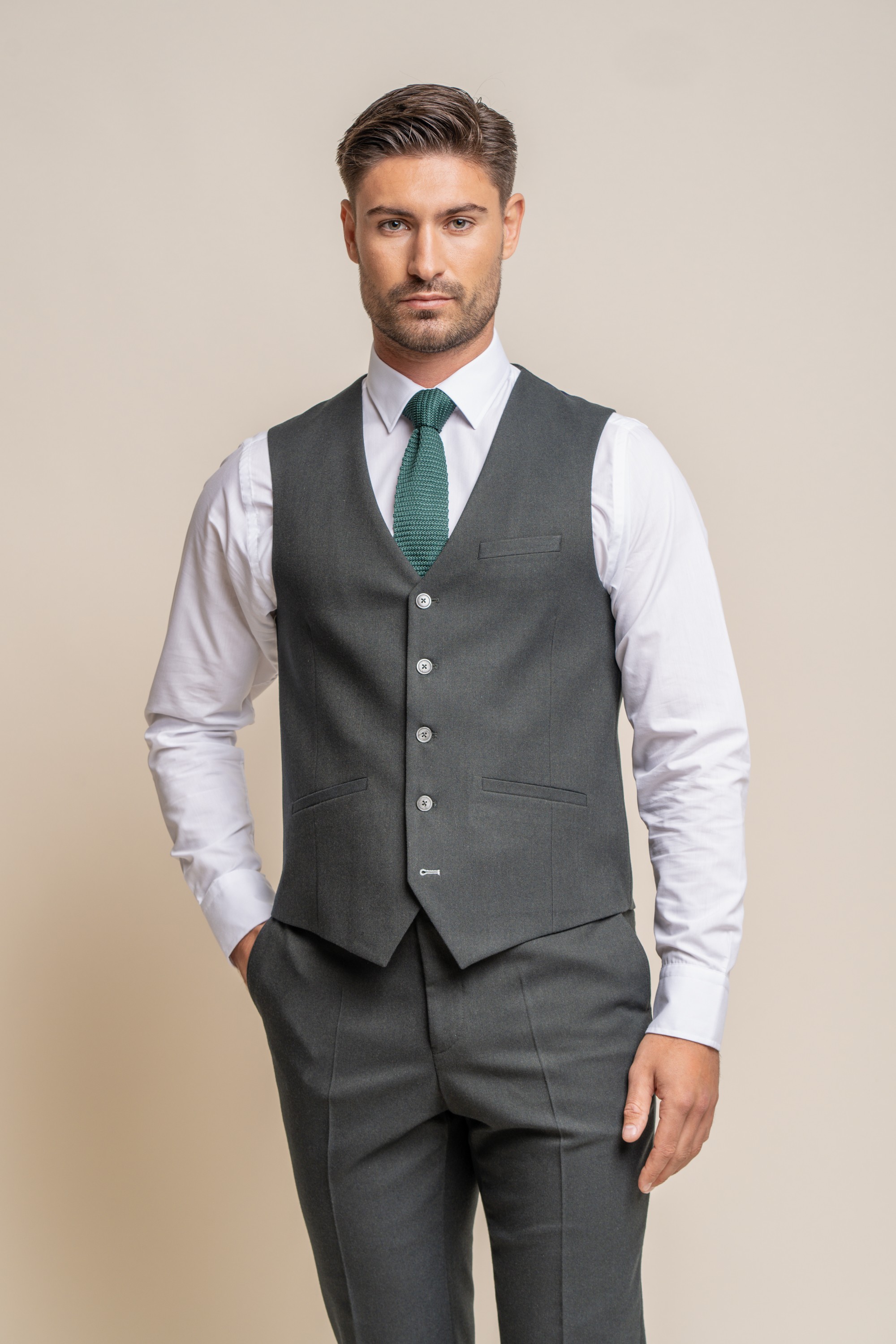   Men's Slim Fit Formal Waistcoat - FURIOUS Olive