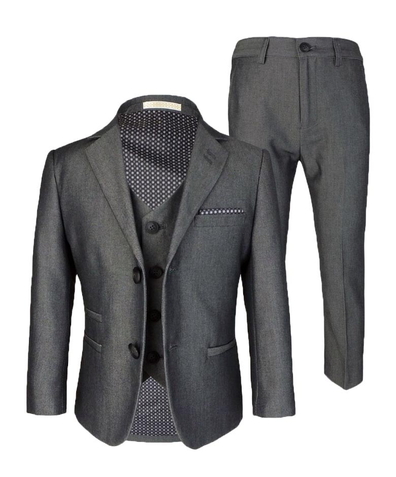 Boys Slim Fit Dark Grey Suit - VERONA