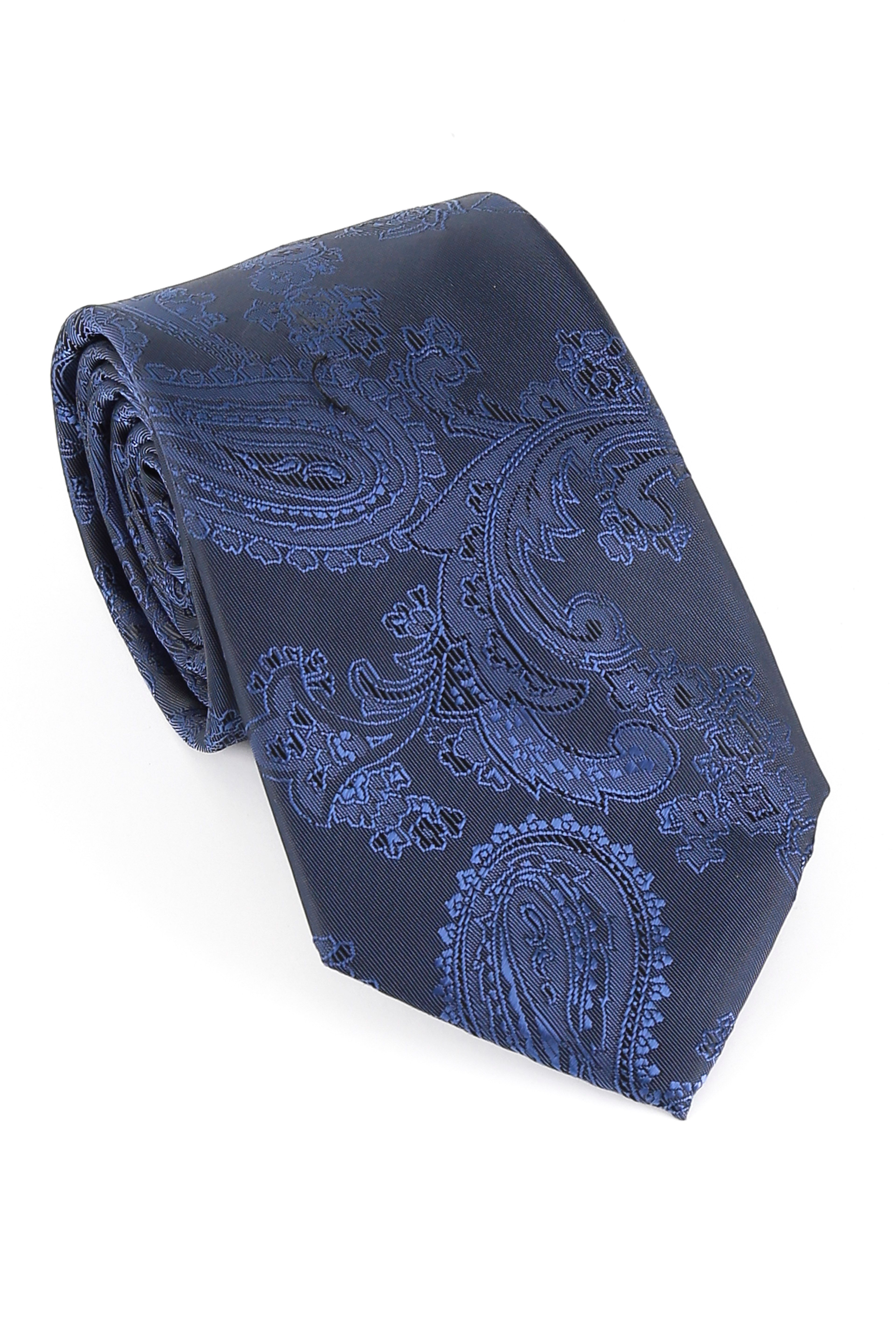Men's Paisley Tie Cufflink Set - Dark Blue