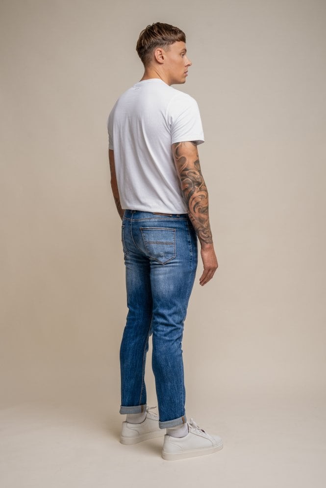 Men's Slim Fit Denim Stretch Jeans - BLAZE