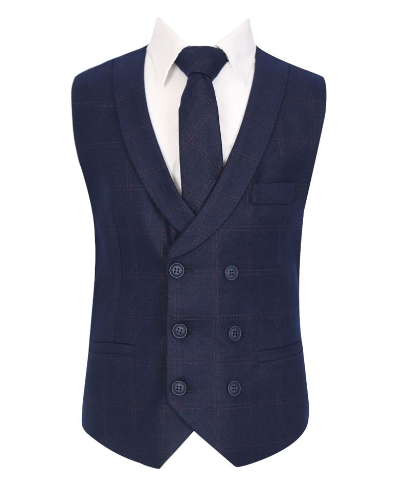 Men's and Boys Tweed Check Waistcoat Set