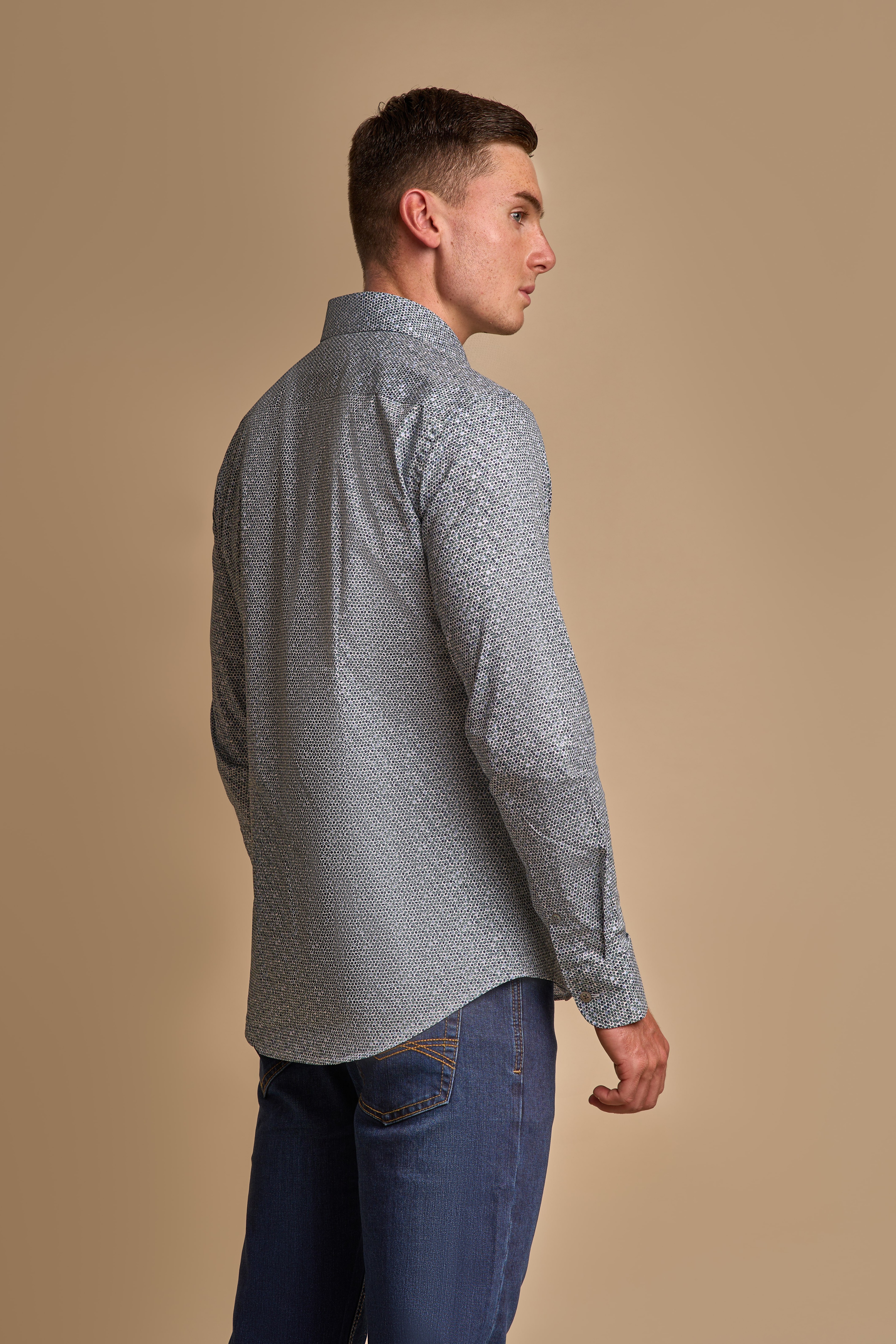 Men's Slim Fit Patterned Cotton Shirt - AIDEN