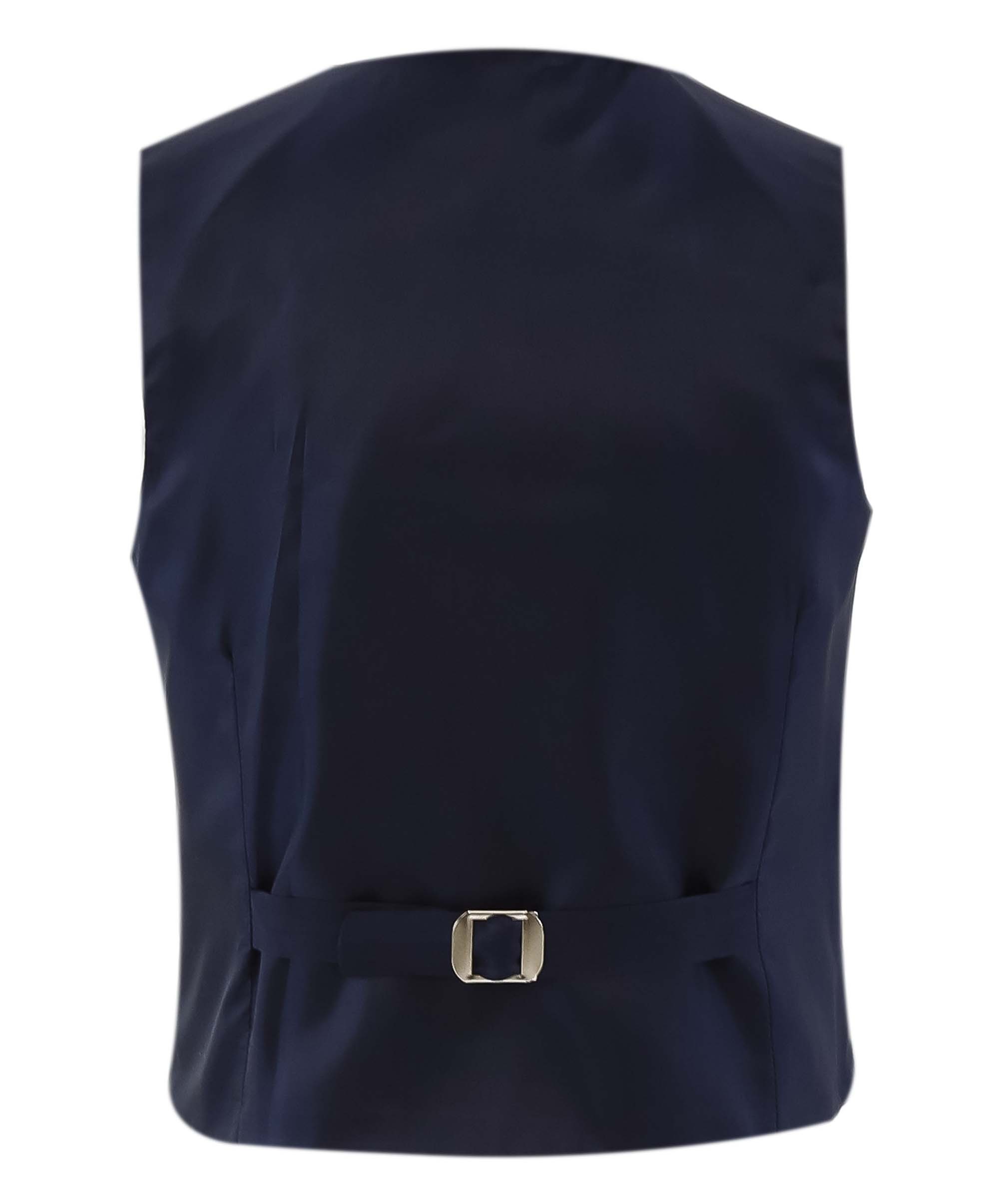 Boys Herringbone Tweed Waistcoat Suit - Navy Blue
