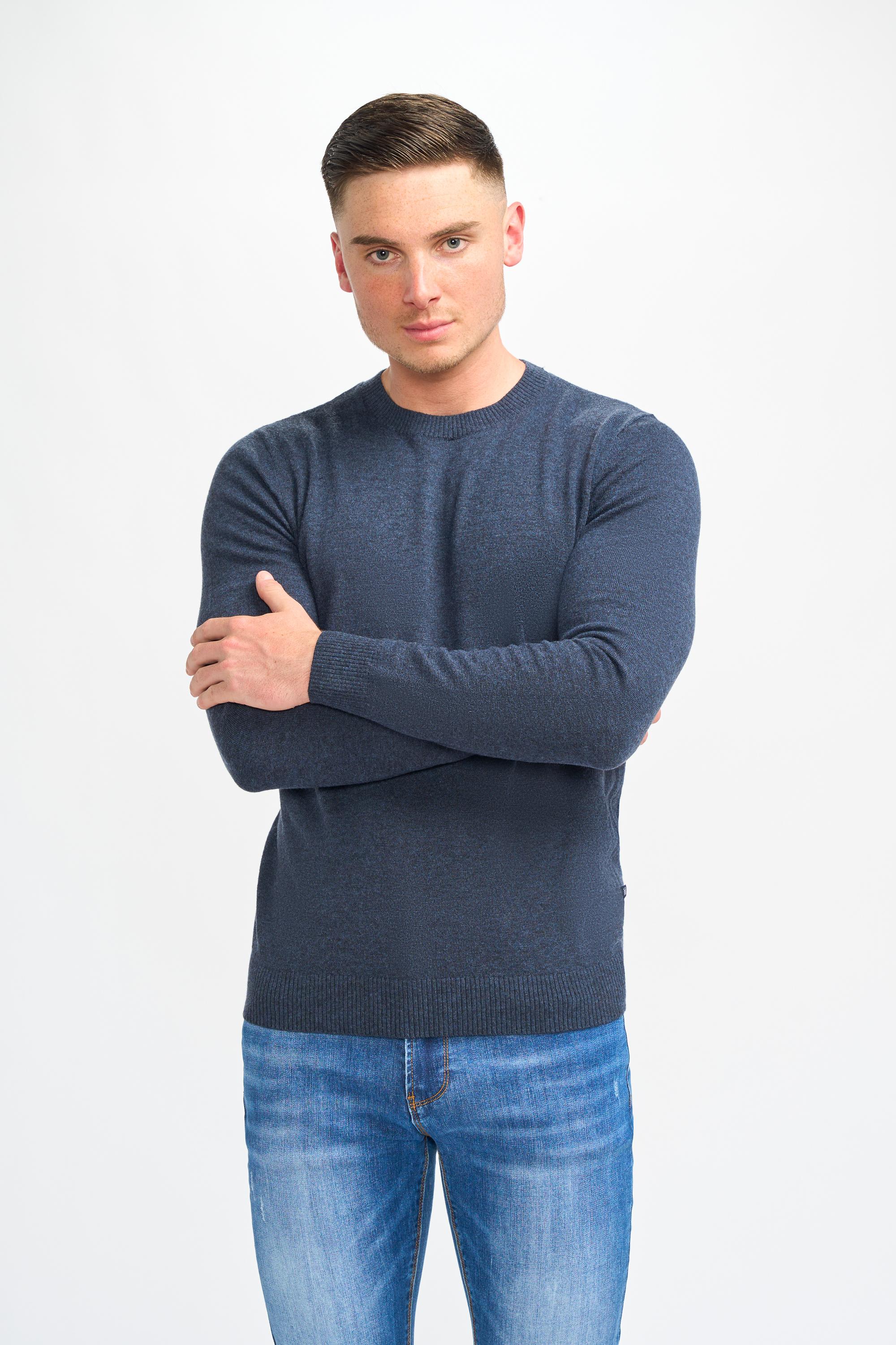 Men’s Wool Blend Knit Pullover Jumper - Connall  - Black