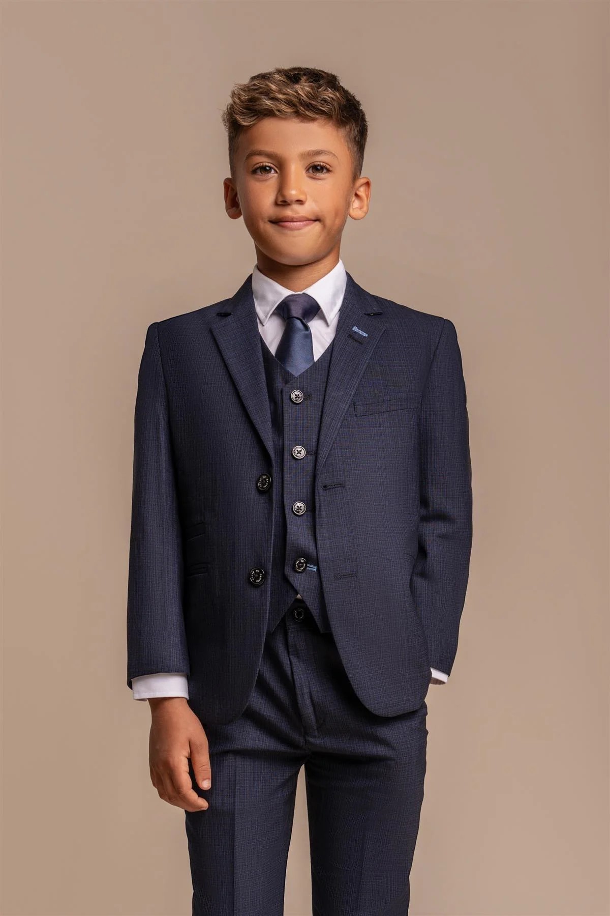 Boys Slim Fit Navy Suit - SEEBA - Navy Blue