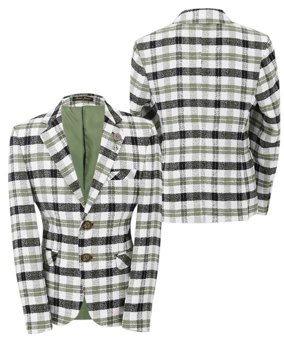 Mens black and white plaid outlet blazer