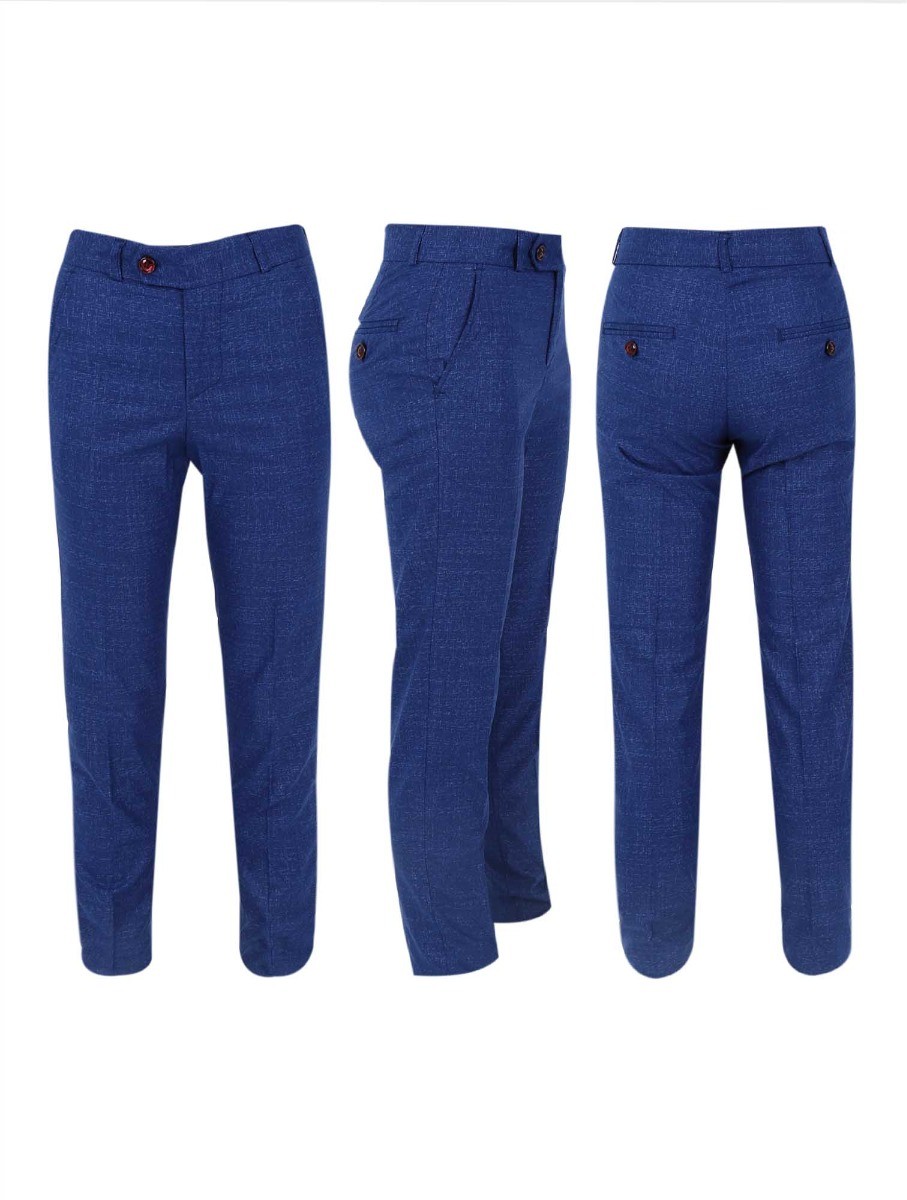 Boys Windowpane Check Slim Fit Suit Set - Blue