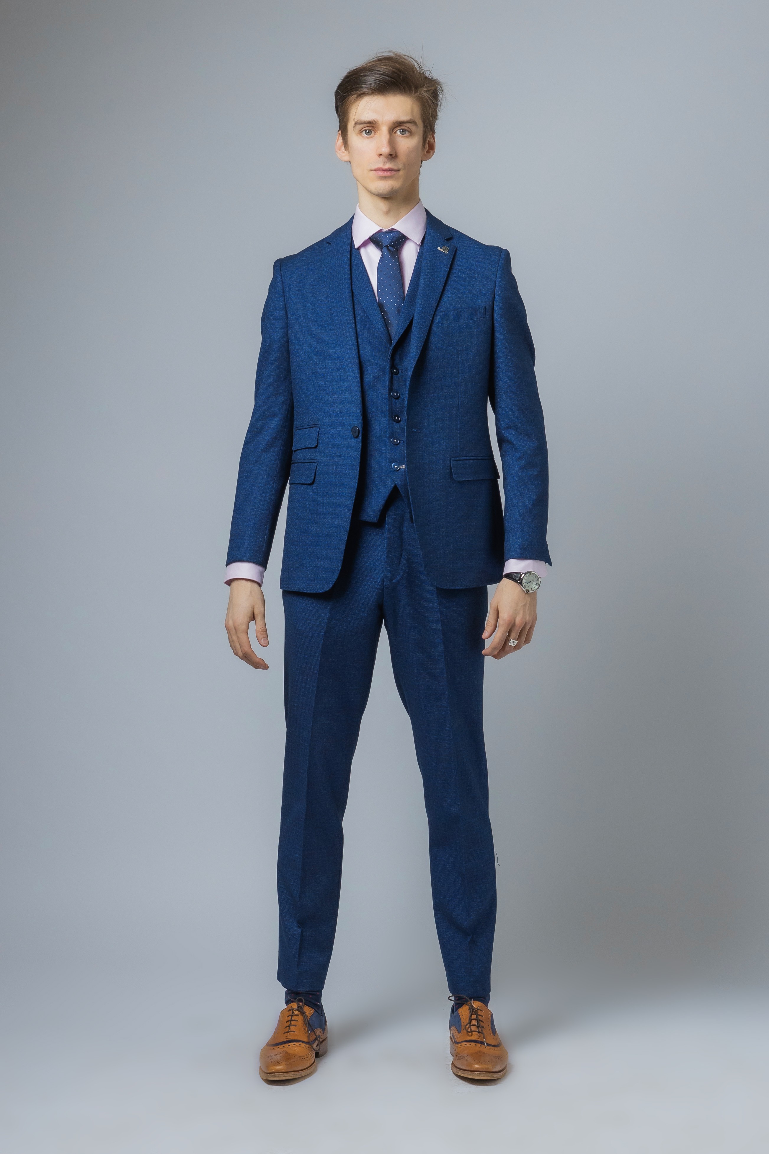 Men's Slim Fit Blue Suit Jacket - MATEO - Indigo Blue
