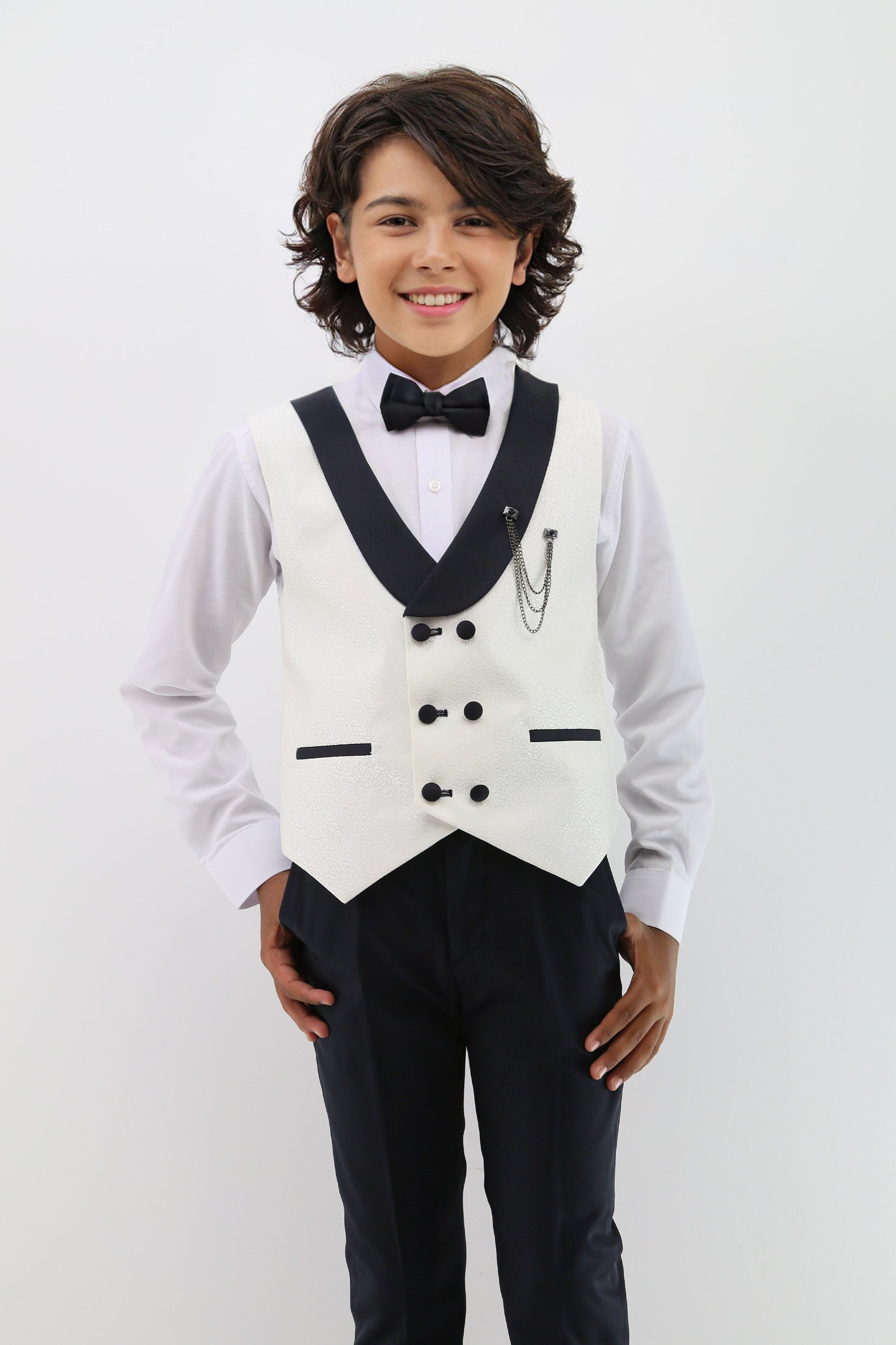 Baby & Boys Shawl Lapel Textured Waistcoat Suit Set  