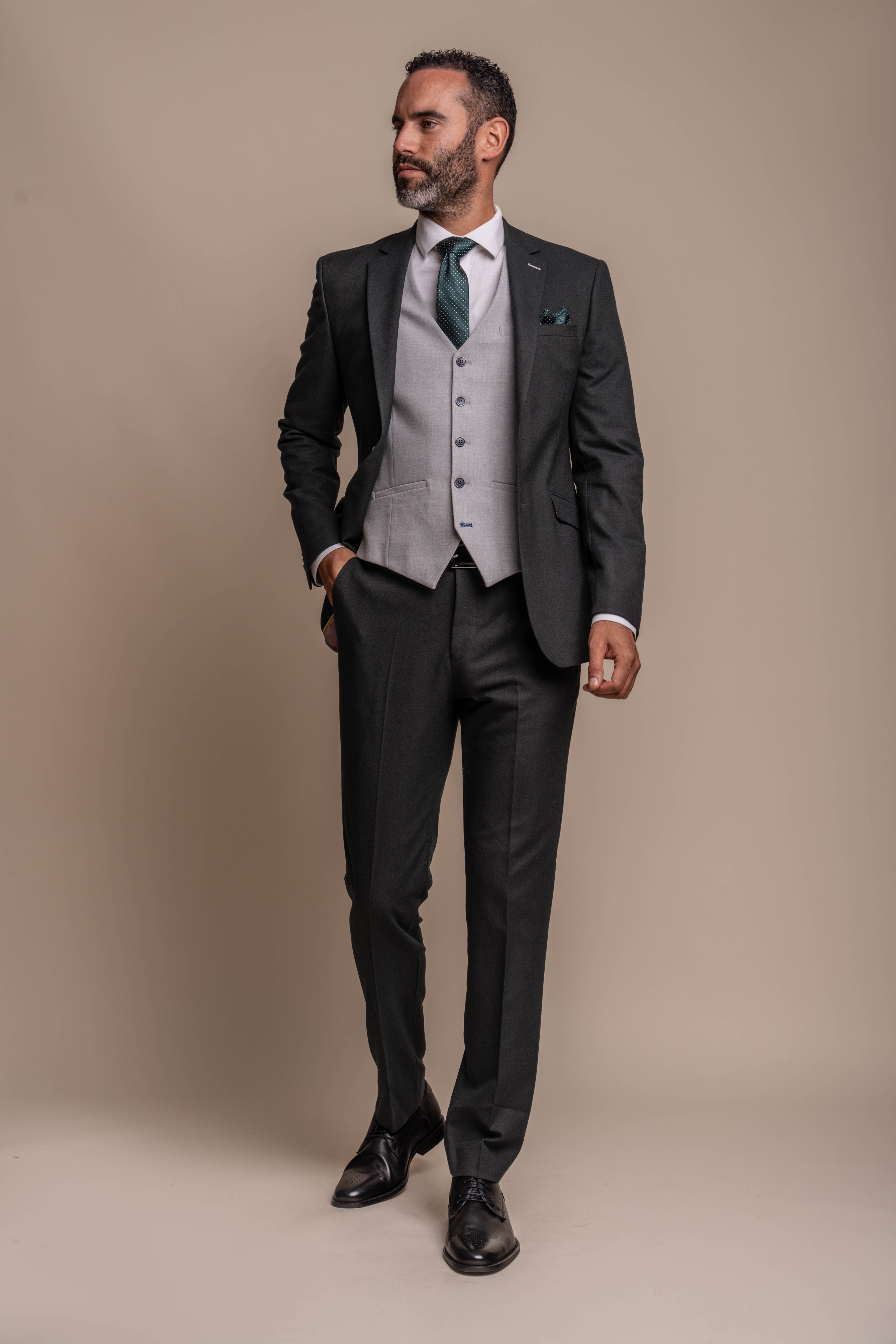 Men's Olive Suit with Ivory Waistcoat - Furious Combined set
