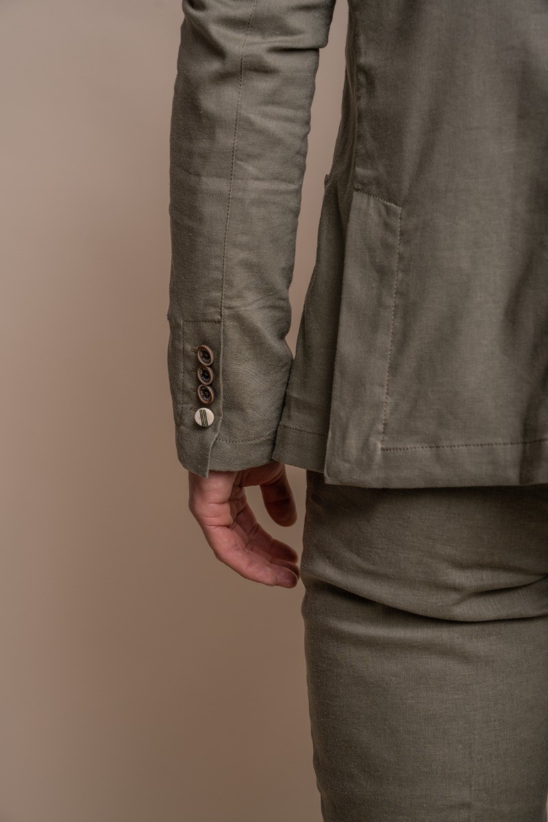 Men's Slim Fit Linen Suit Jacket - ALVARI - Sage Green