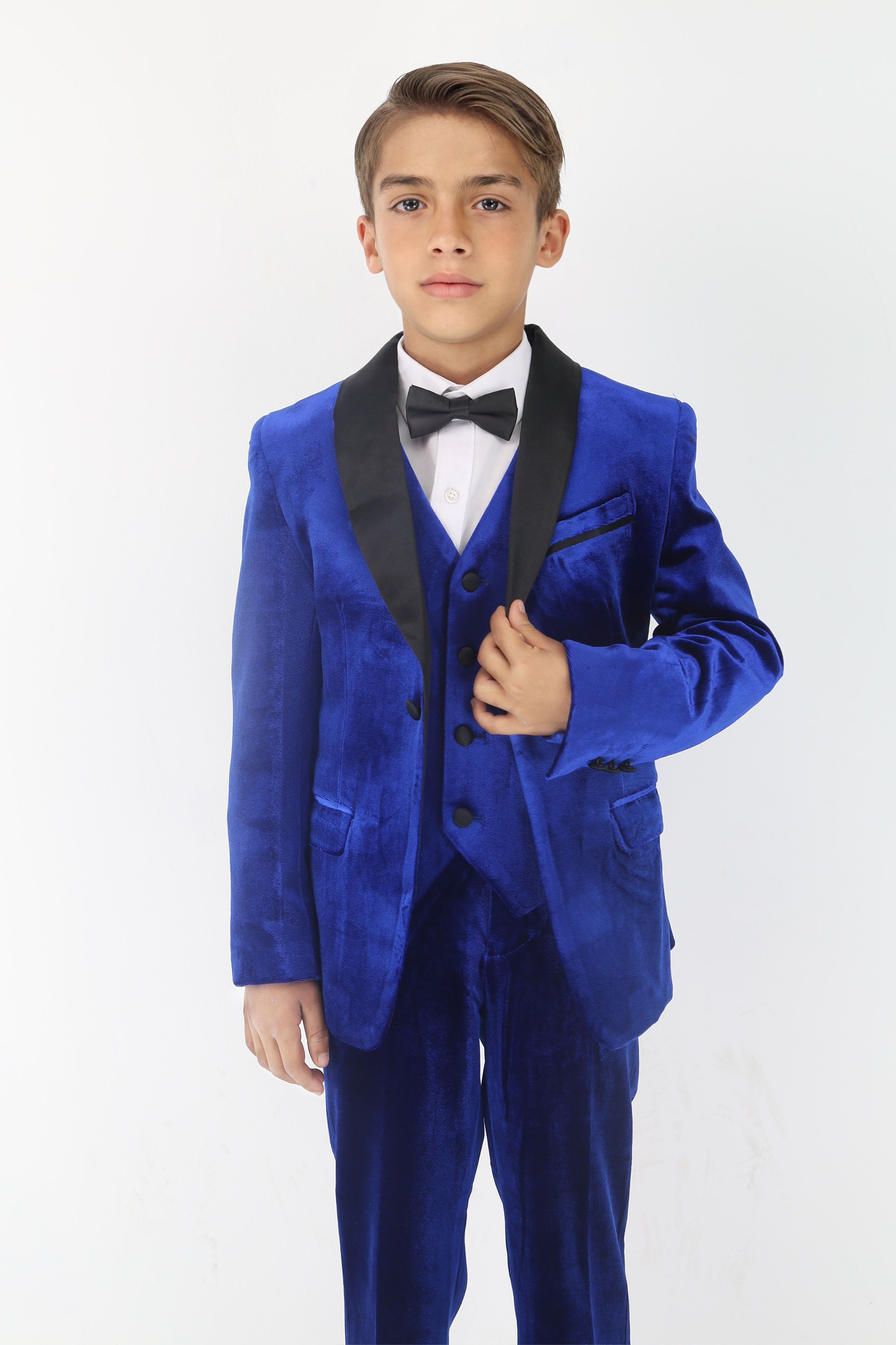 Boys' Velvet Suit with Satin Shawl Lapels - EC103