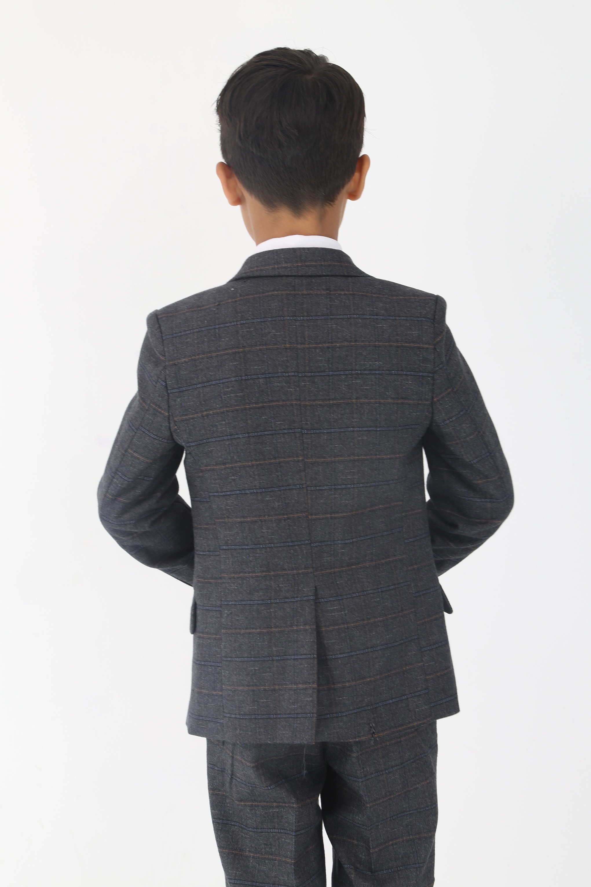 Boys Tweed Like Check Tailored Fit Formal Suit Set